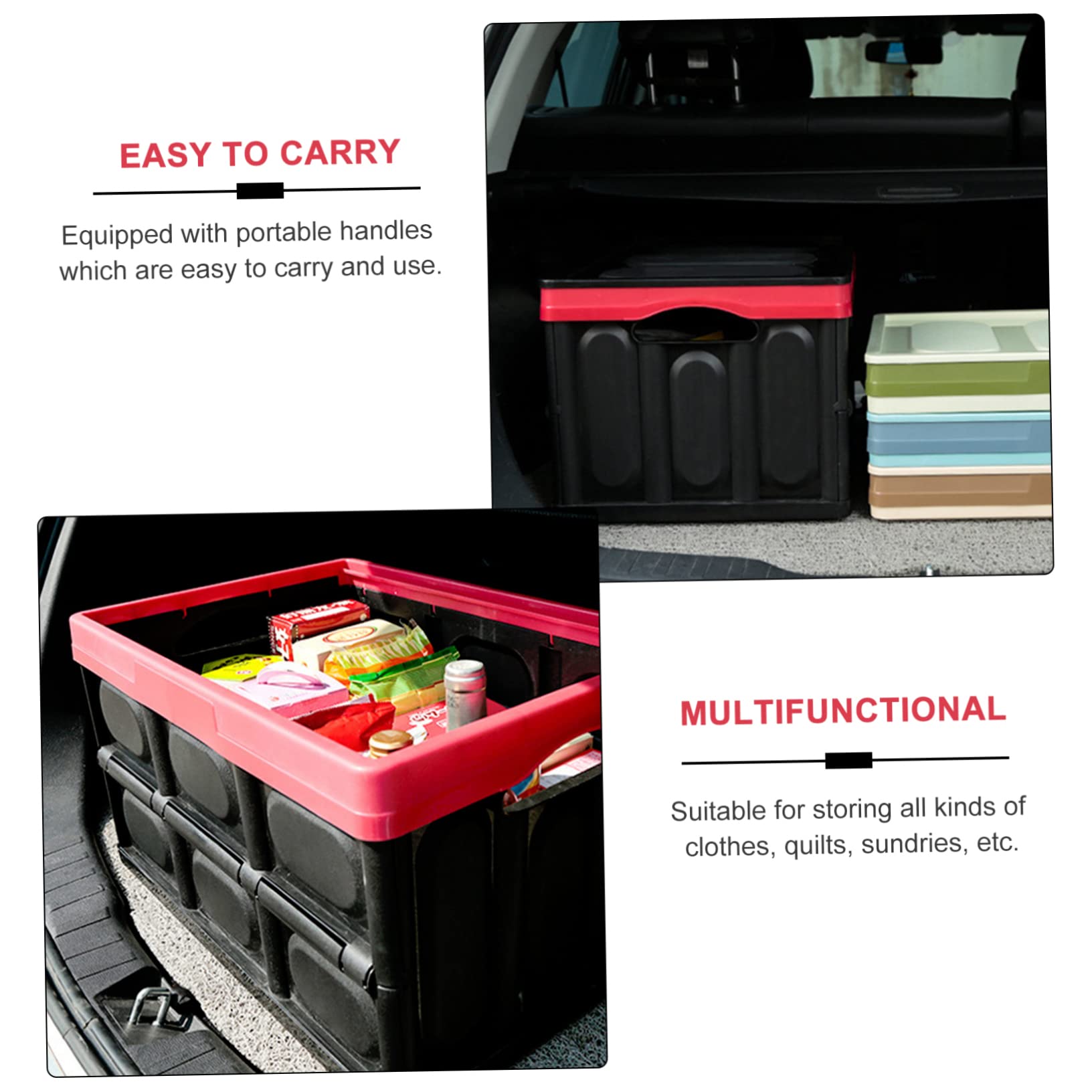 IMIKEYA Caja De Almacenamiento 30l Organizador Coche Plegable Estuche Plástico Resistente Duradero Práctico