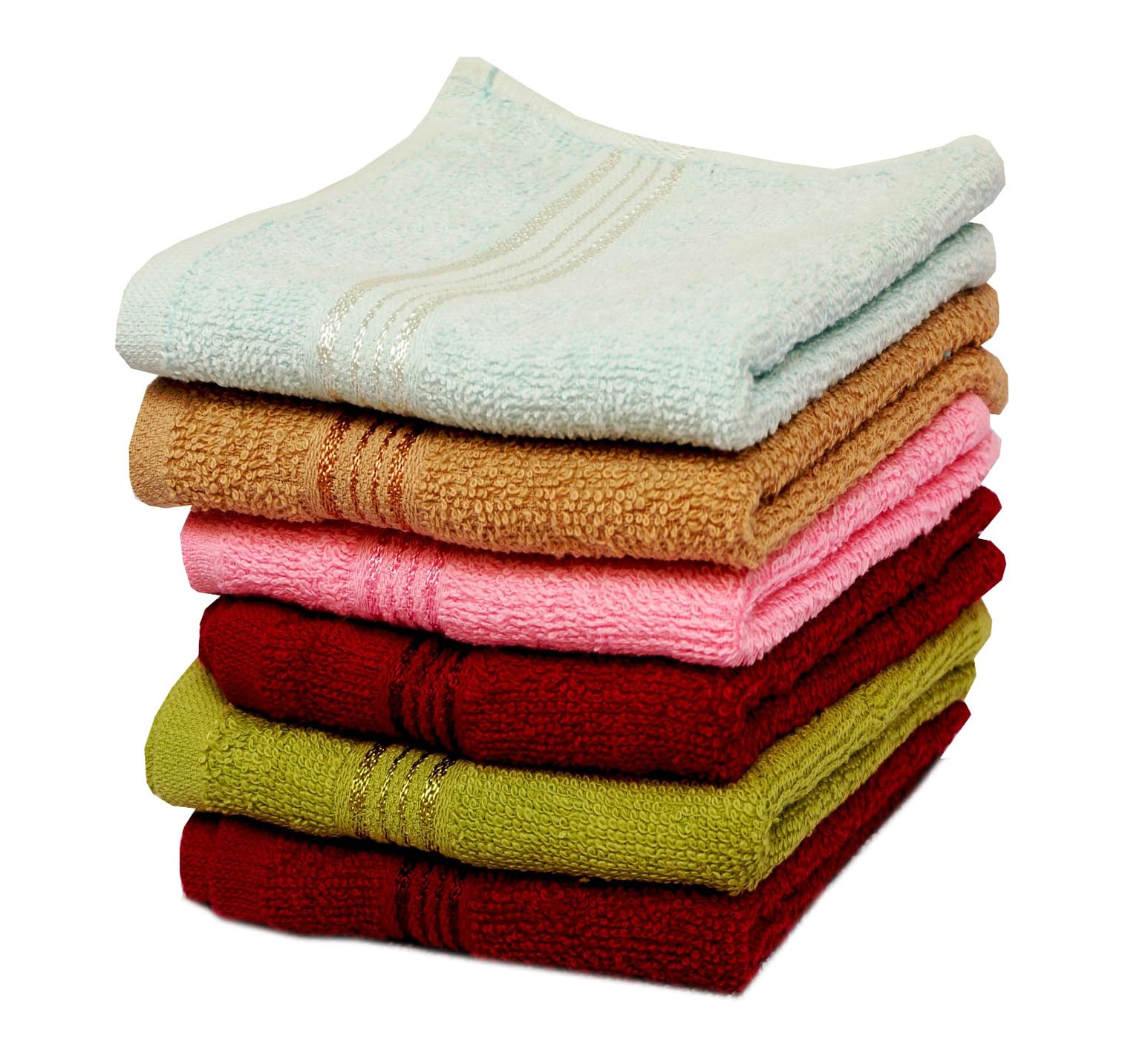 Space Fly 500 GSM Premium Soft Cotton Face Towel for Women – Absorbent Washcloths & Handkerchief Set for Home, Gym & Baby Care (Size-10x10 Inch, Multicolor) (Set of 6)