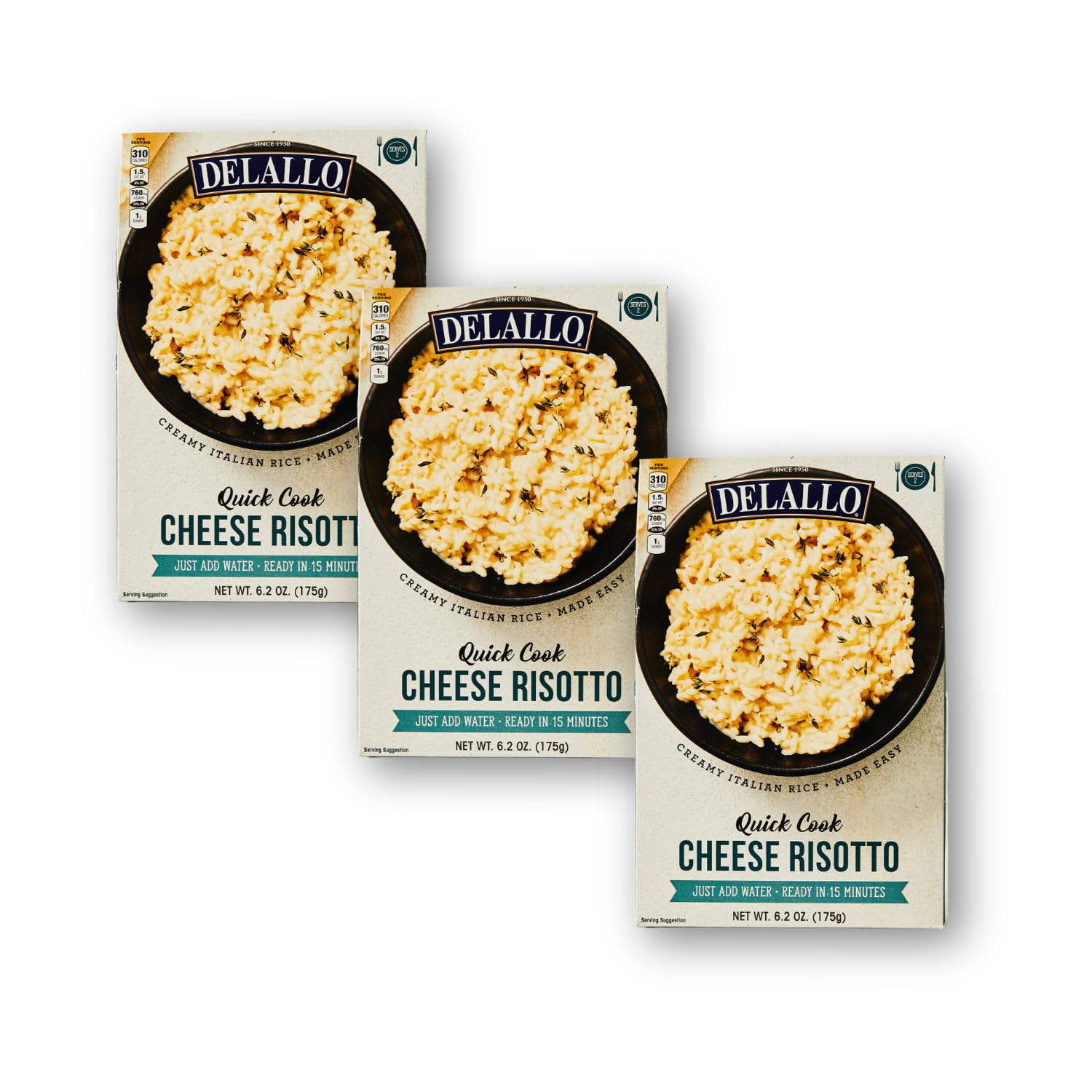 DeLallo Quick Cook Cheese Risotto Rice Mix, Made in Italy, Ready in 15 Minutes, Non-GMO, Authentic Italian Recipe, Creamy Texture, Vegetarian, (3 Pack)