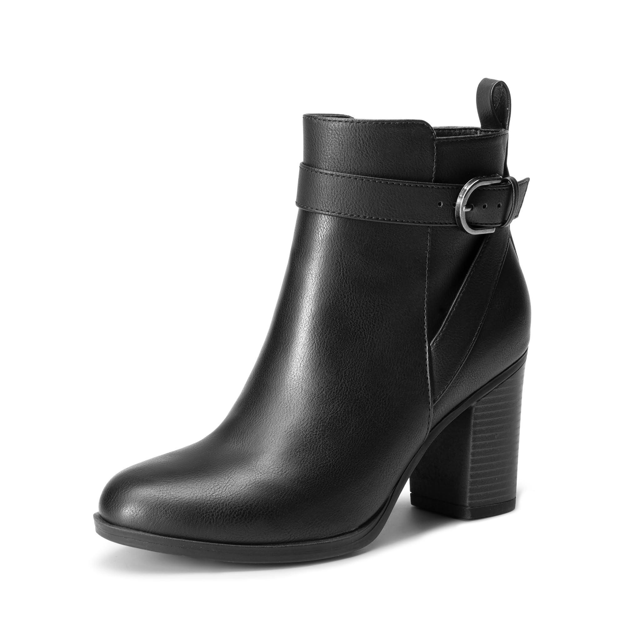 DREAM PAIRS Botines de Tacón Alto Grueso para Mujer, Punta Redonda, Botines Cortos de Otoño