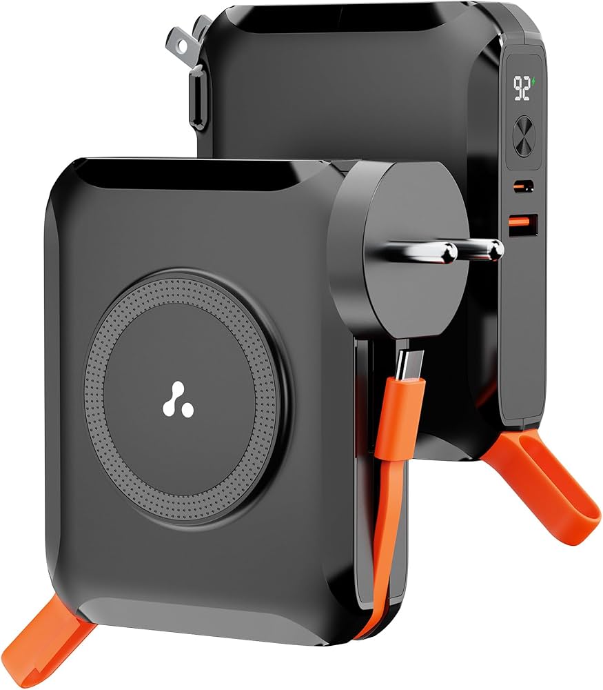 સ્માર્ટ ફોન માટે આવ્યું ગેજેટ ,પાવર બેંકની રમત પણ સમાપ્ત થઈ ગઈ છે. 2 Ambrane 4-in-1 Powerbank, Magsafe Wireless & Laptop Charging with Inbuilt Type C Cable, 65W Fast Charging 15000mAh, Universal All-in-1 for iPhone, Android & MacBook/Type C Laptop (Aerosync 65, Black) : Amazon.in: Electronics