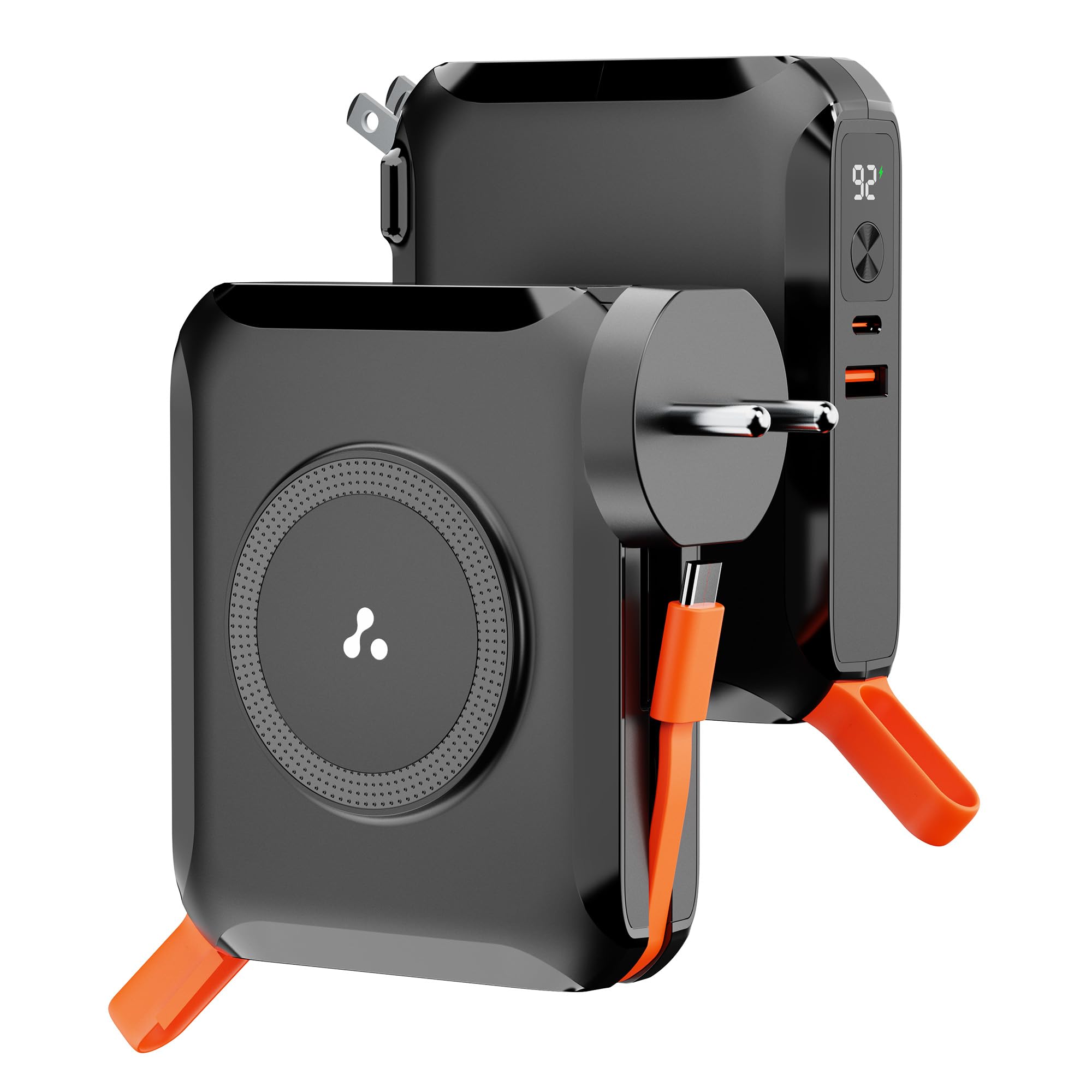 - Ambrane 4-in-1 Powerbank, Magsafe Wireless & Laptop Charging with Inbuilt Type C Cable, 65W Fast Charging 15000mAh, Universal All-in-1 for iPhone, Android & MacBook/Type C Laptop (Aerosync 65, Black)