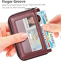 Vista 15 de FurArt - Cartera para tarjetas de crédito, soporte para tarjetas con cremallera para hombres y mujeres, bloqueo RFID, cartera con llavero