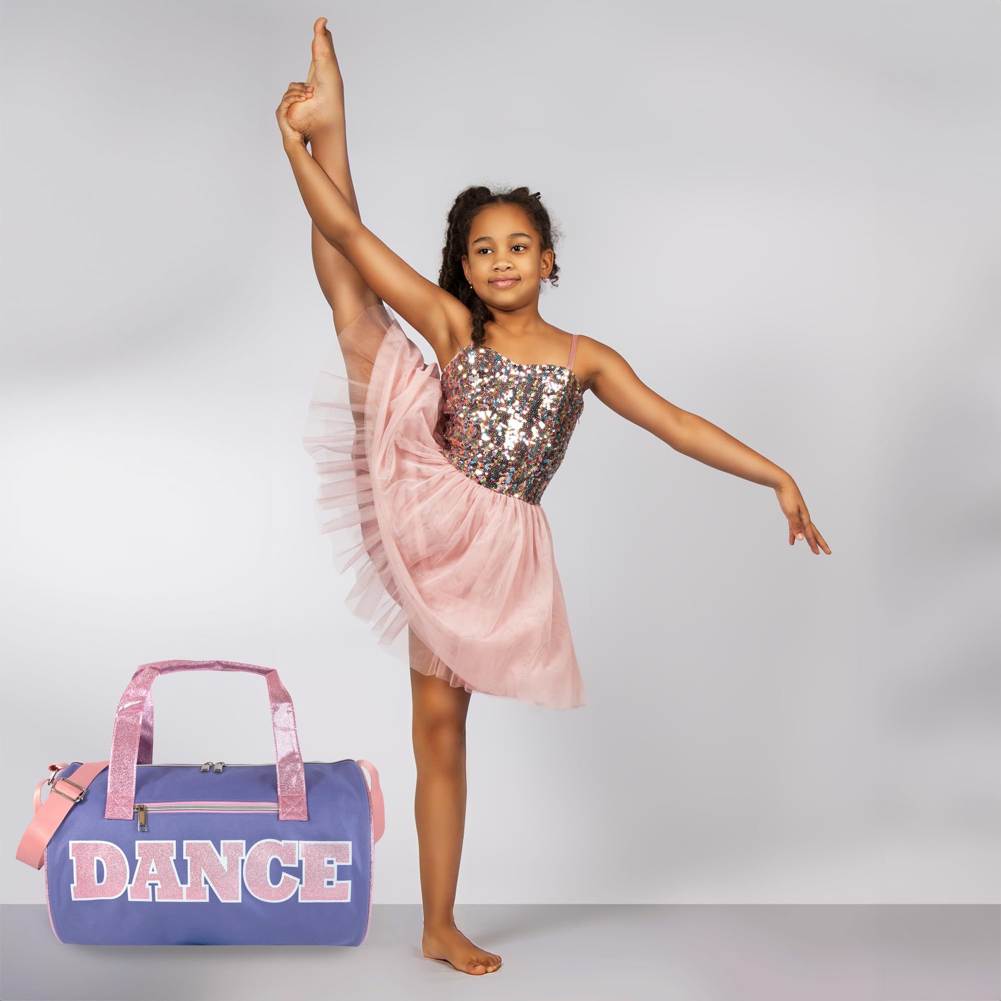 Bolsas de lona de baile para bailarines, niñas, adolescentes y atletas estudiantes, bolsa de lona divertida para entrenamiento de baile para niñas y niños, Púrpura/Rosado, Bolsas de equipaje 6