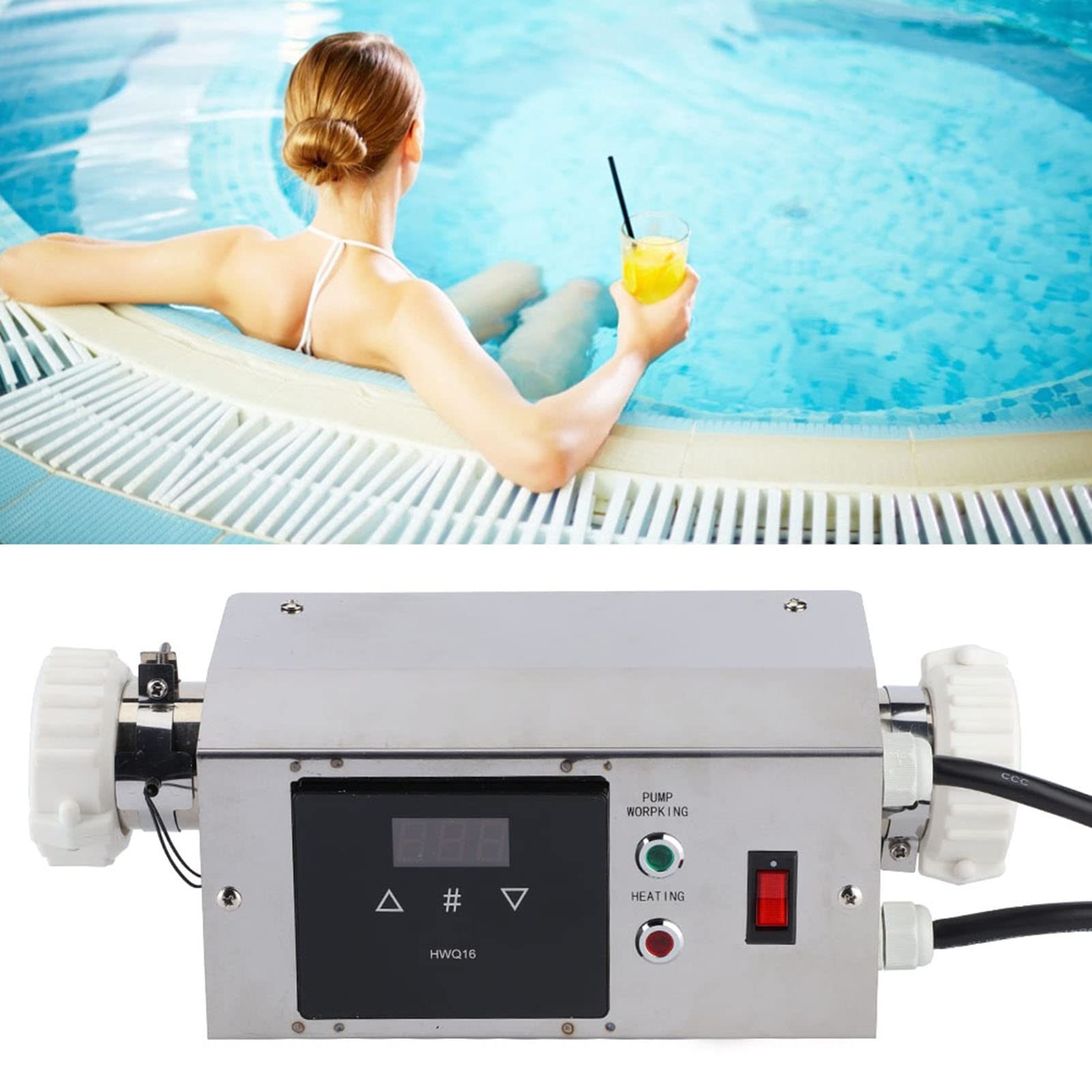 gernie Termostato Eléctrico Automático para Piscina, Calentador de SPA, Controlador de Temperatura del Calentador de Agua, 2KW, Ampliamente Utilizado en la Bomba del Calentador del