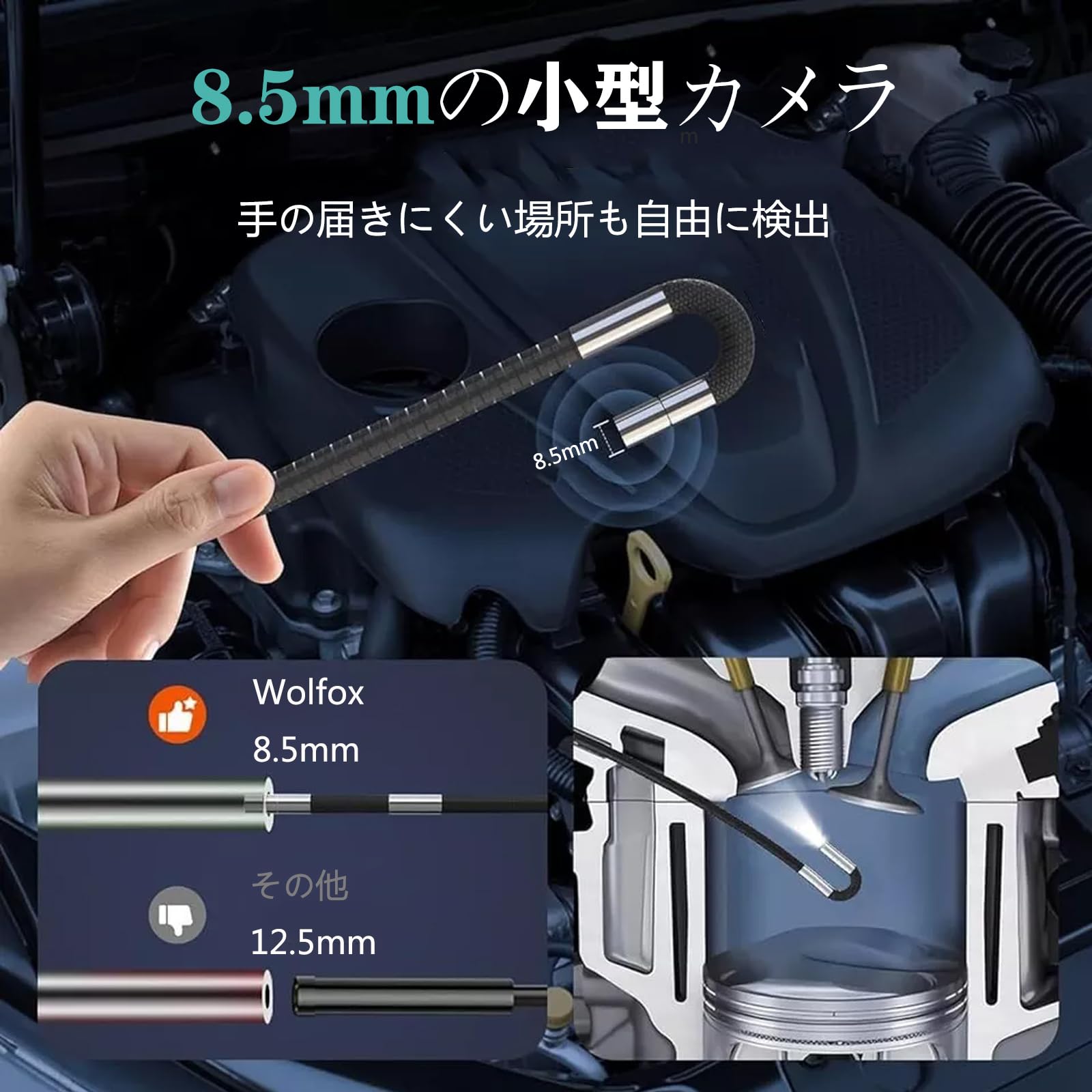 Amazon | Wolfox 電動回転 ファイバースコープ 先端可動式 デジタル内