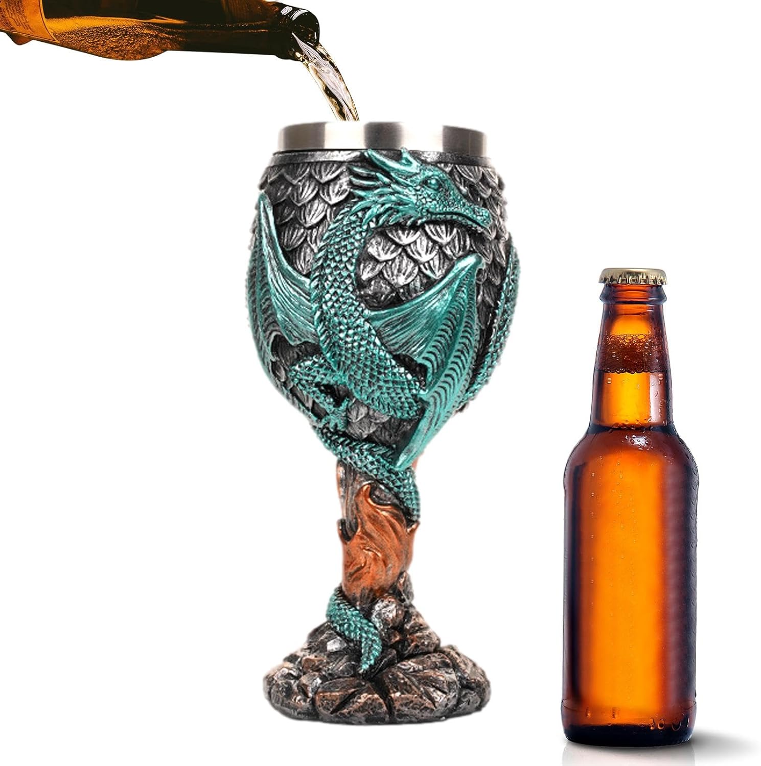 1/6 Dragon Chalice - Stainless Steel Dragons Wine Goblet, Multipurpose Drinking Wine Cup | Goblets With Excellent Gothic Appeal, Creative Medieval Dragon Goblets For Daily Drinking, Gatherings