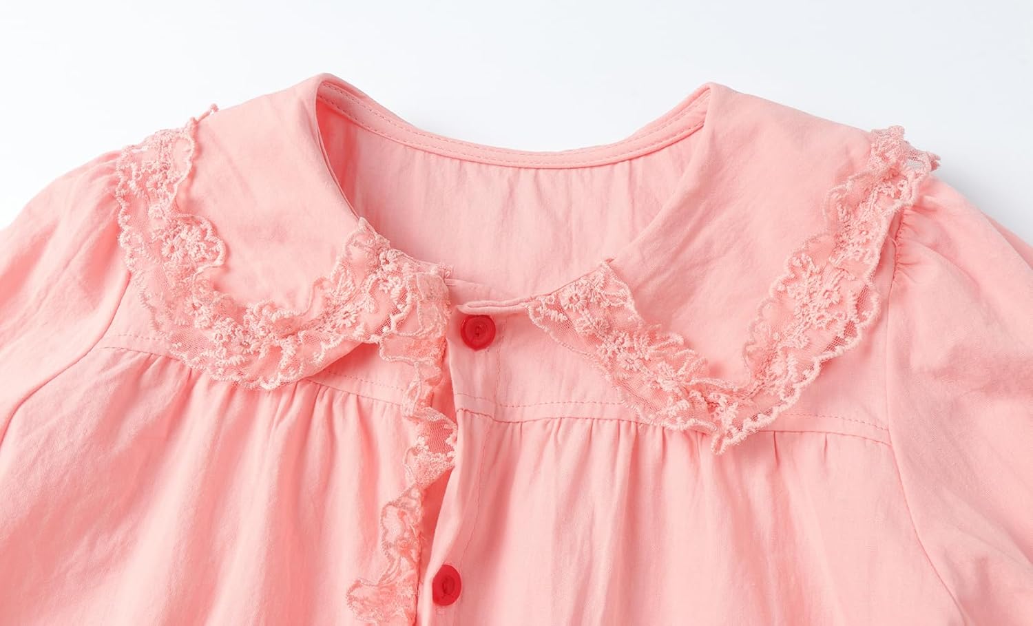 Mud Kingdom Little Girls Lace Shirt Button Down Blouse Peter Pan Collar Long Sleeve Casual - Image 4