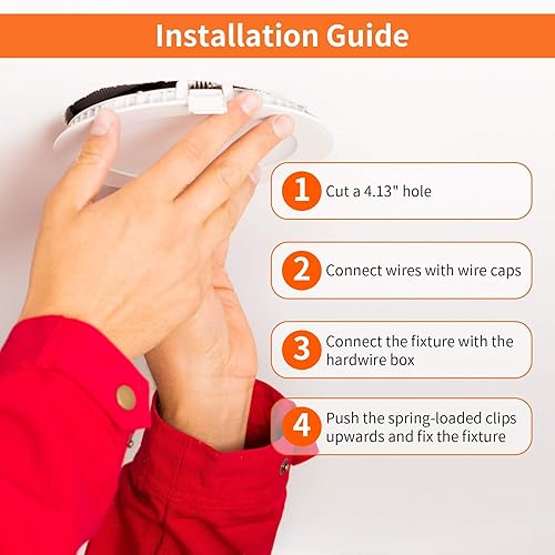 Miniatura 26 de Meconard Paquete de 4 lámparas de techo empotrables LED ultrafinas de 6 pulgadas, 3000 K/4000 K/5000 K seleccionables, regulables 12 W = 110 W, 1050