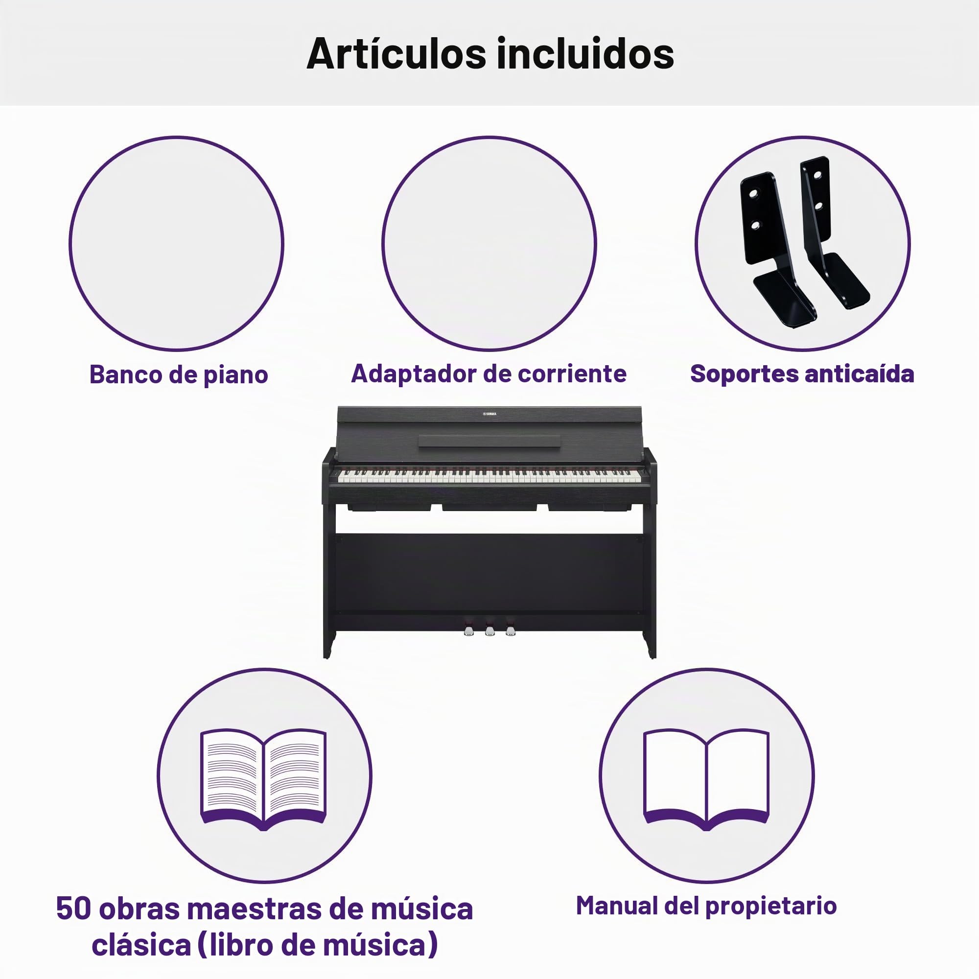 Yamaha ARIUS YDP-S35 - Piano digital elegante para aficionados, para una experiencia similar a la de un piano acústico, adecuado para cualquier rincón de la casa, en blanco