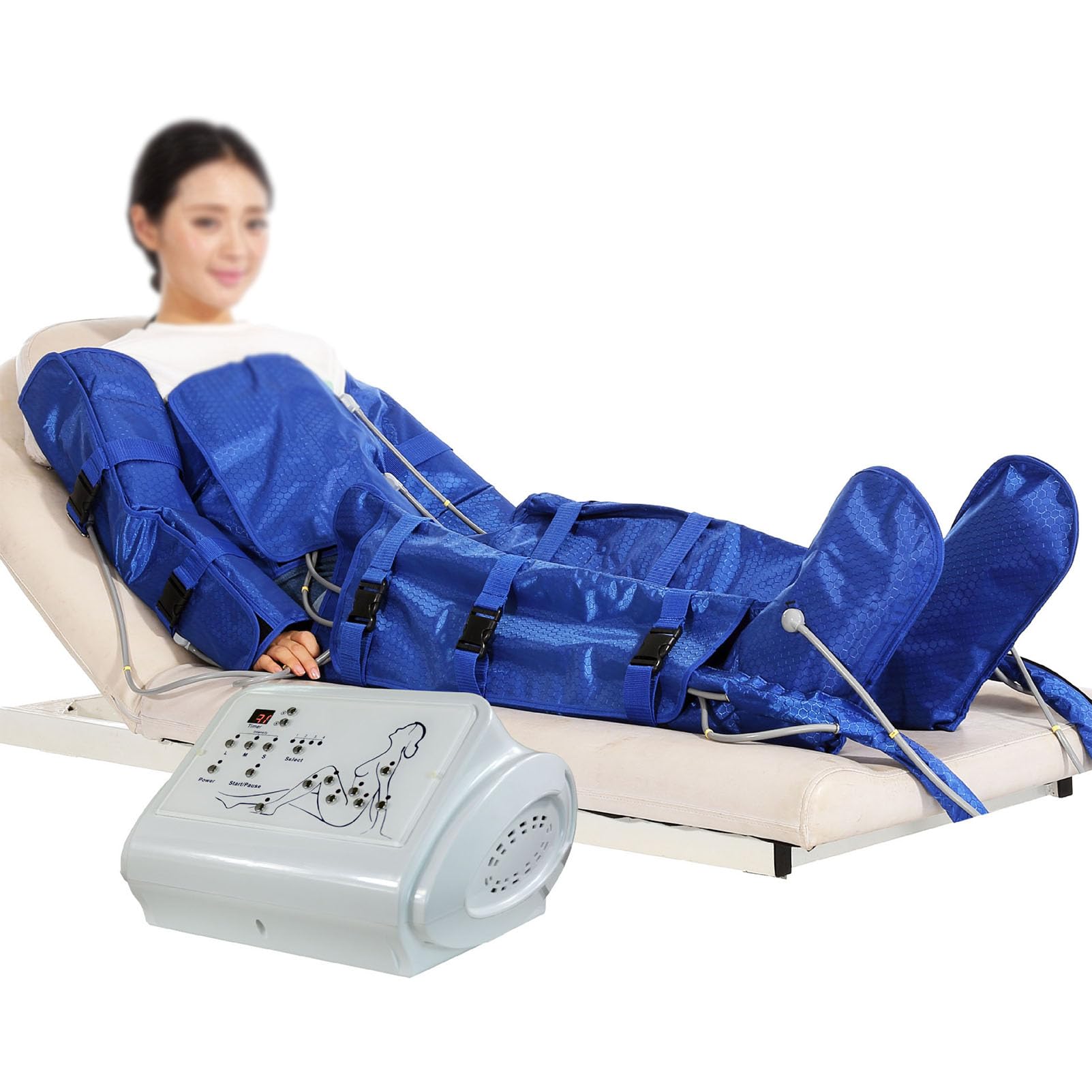 Massaggiatore a Pressione d'Aria, Compressione, drenaggio linfatico, Macchina per la Bellezza con pressoterapia per Tutto Il Corpo, Braccio e Collo elettrici, Compressione circolatoria con intensità