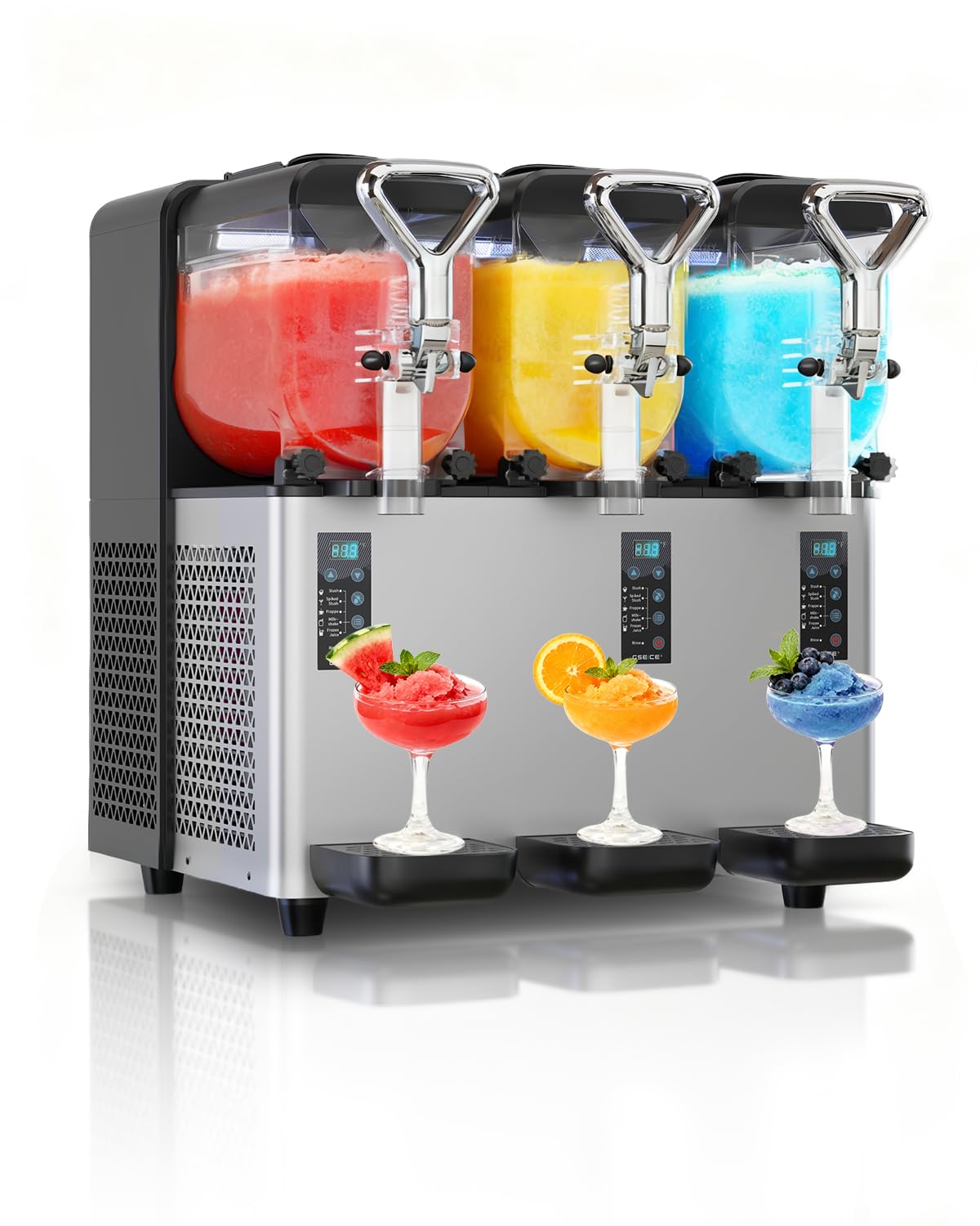 Photo 1 of **NEEDS CLEANING**5-in-1 Commercial Slushy Machine, 135oz x 3 Tank Slushie Machine with LED Lights for Party Bars, No Ice Needed, Superior Smooth Output Margarita Machine for Slush, Cocktails, Frappe, Milkshake, Juice