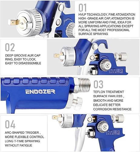 Miniatura 2 de Mini pistolas de pulverización HVLP de uso general Detalle de coche de reparación de manchas con boquilla de 0.039 in 125CC