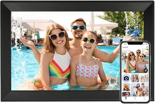 Digital Picture Frame Funcare 15.6 Inch Large WiFi Digital Photo Frame with Full HD Touchscreen, 32GB Storage, Easy to Share Photos and Videos via AiMOR APP, Wall Mountable
