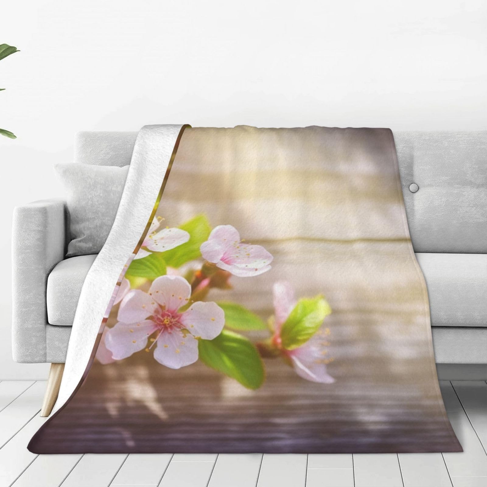 Couverture florale toutes saisons en micro polaire pour sublimer votre salon