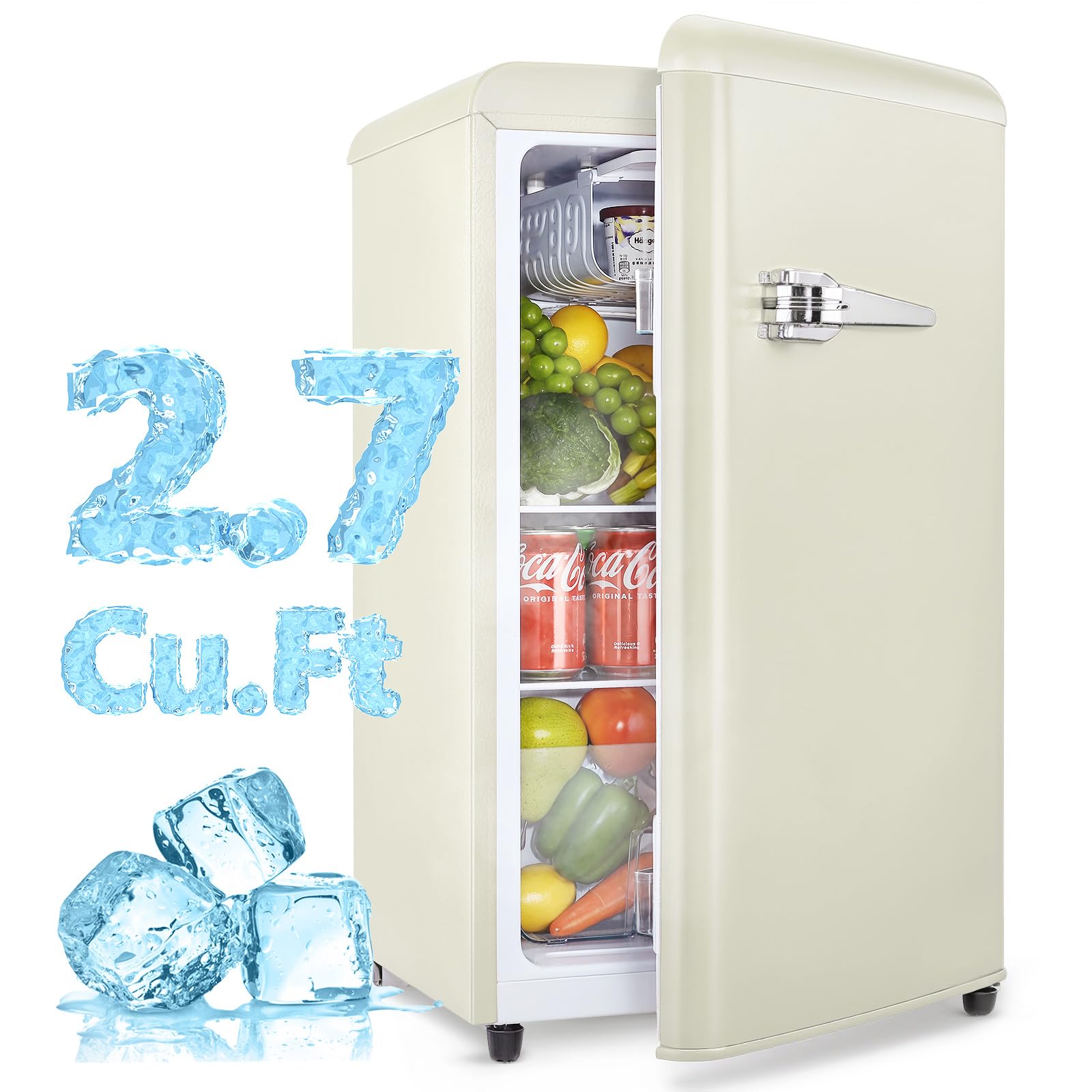 Anypro 2.7 Cu.Ft Retro Mini Fridge with Freezer White