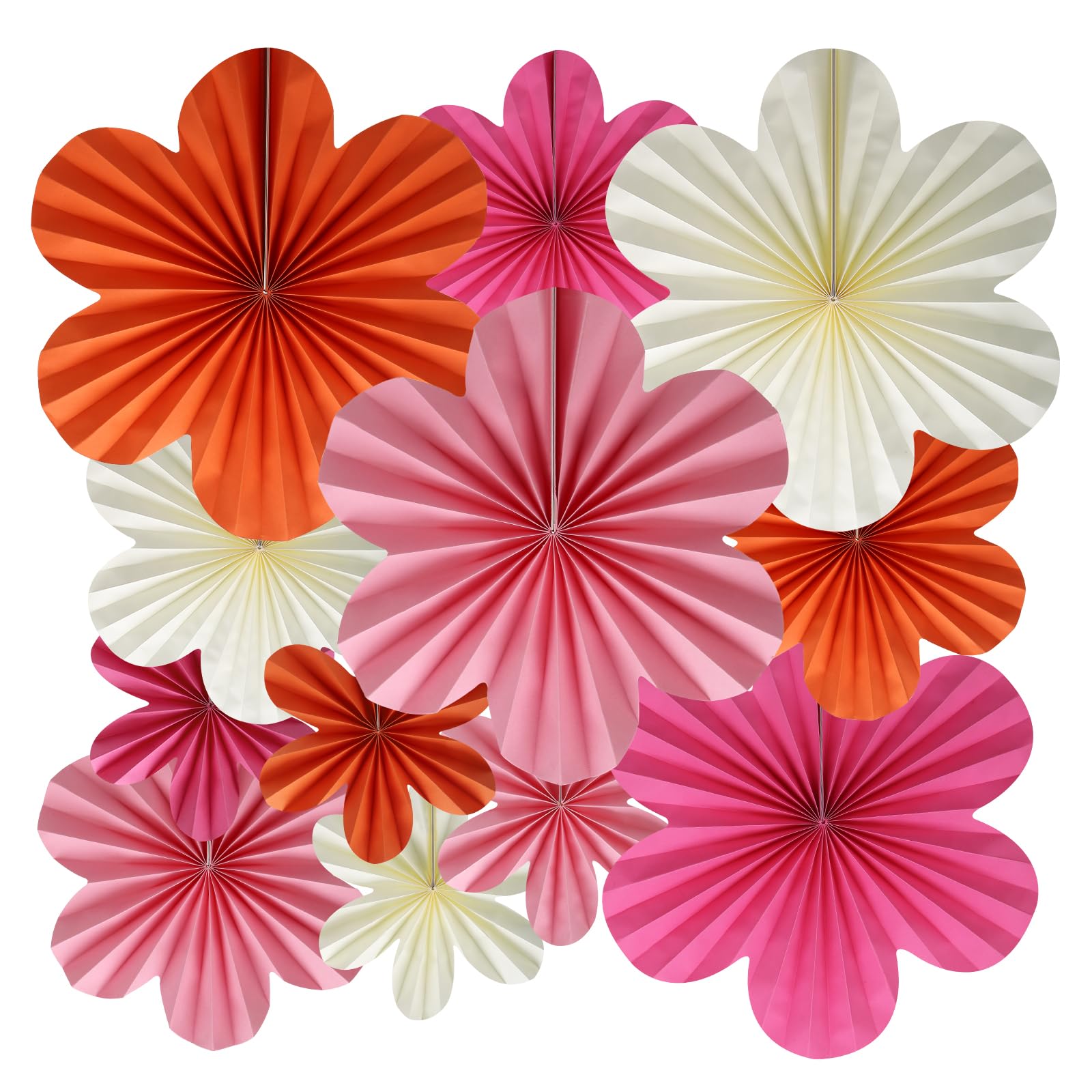 BestoFun Blumen Papier Fächer Dekoration Orange Rose für Geburtstag