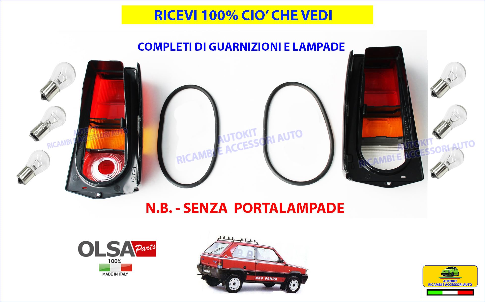 Generico FANALINI Stop posteriori Specifici Completi di Guarnizioni e Lampade COMPATIBILI con Panda modello 141 prodotte dal 1986 al 2003 fanali destro e sinistro SENZA PORTALAMPADE - 3552864-3552865