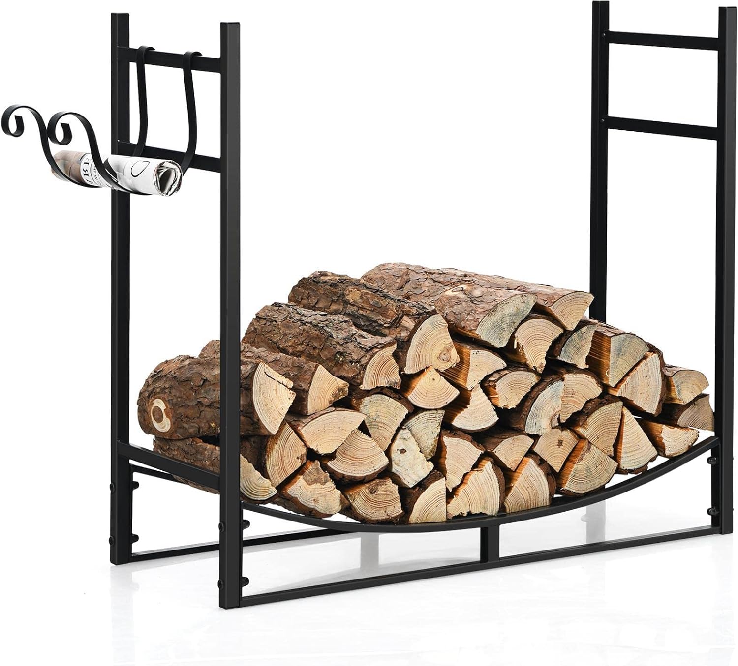 Happytools 33 Inch Firewood Rack, Indoor Outdoor Fireplace Wood Storage