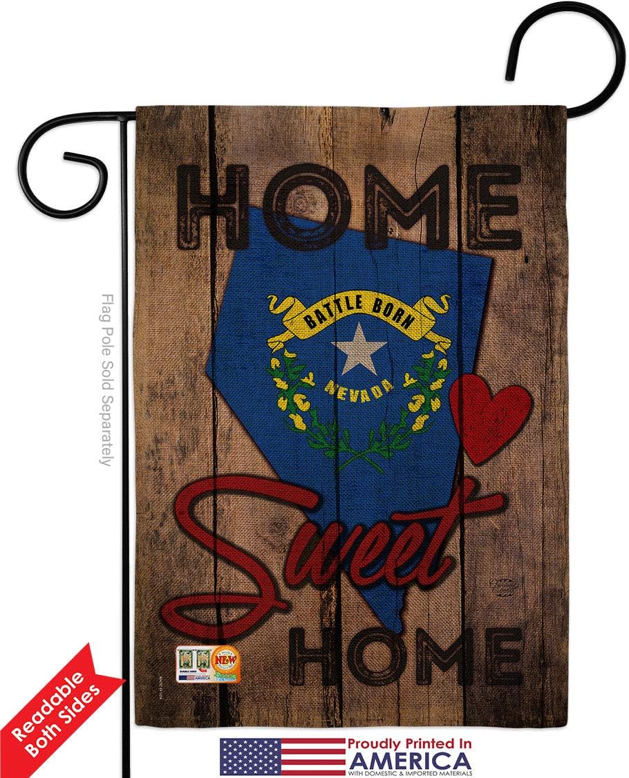 State Nevada Home Sweet Garden Flag Set Wall Holder Regional USA American Territories Republic Country Particular Area Small Decorative Gift Yard House Banner Double-Sided Made In 13 X 18.5
