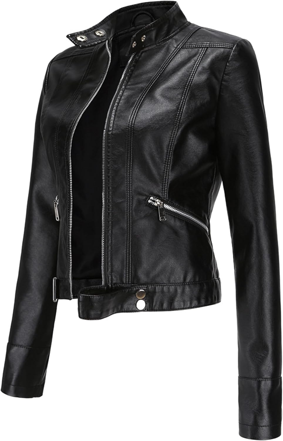 YMING Womens Faux Leather Zipper Jackets PU Motorcycle Coat Fall Plus Size Biker Outwear
