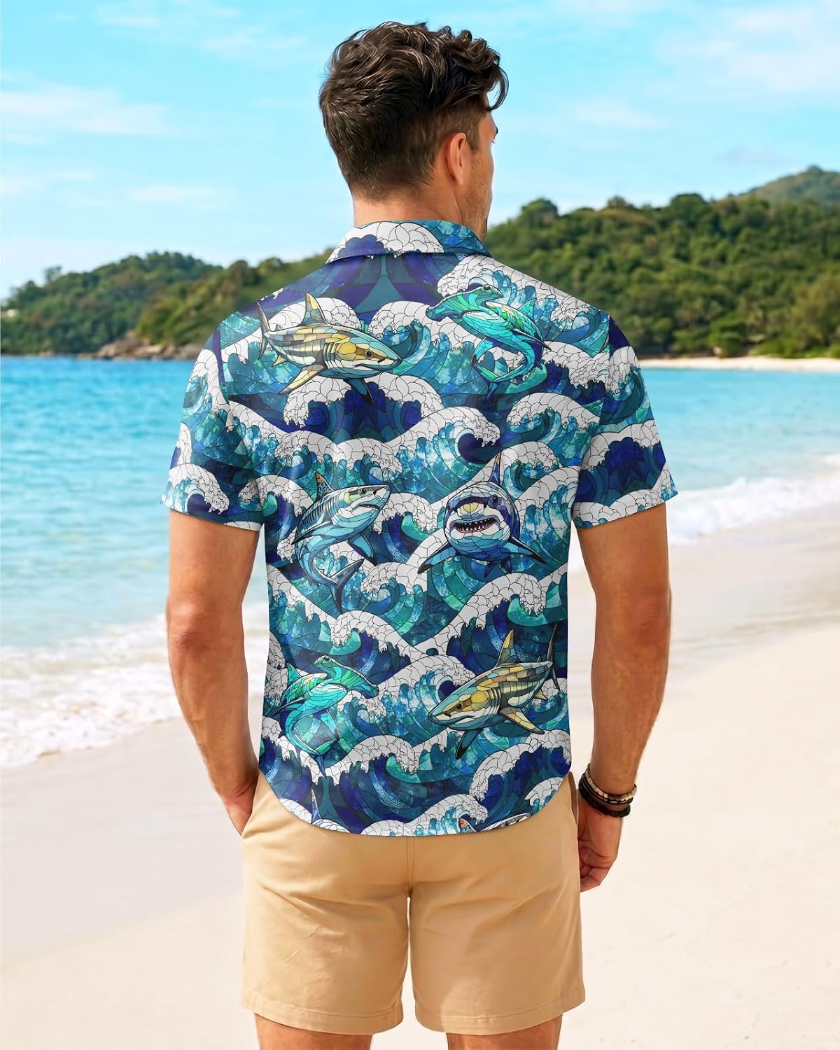 99TIMORO Fathers Film Button Down Shirt for Men, Funny Hawaiian Short Sleeve Top, Summer Beach Gifts