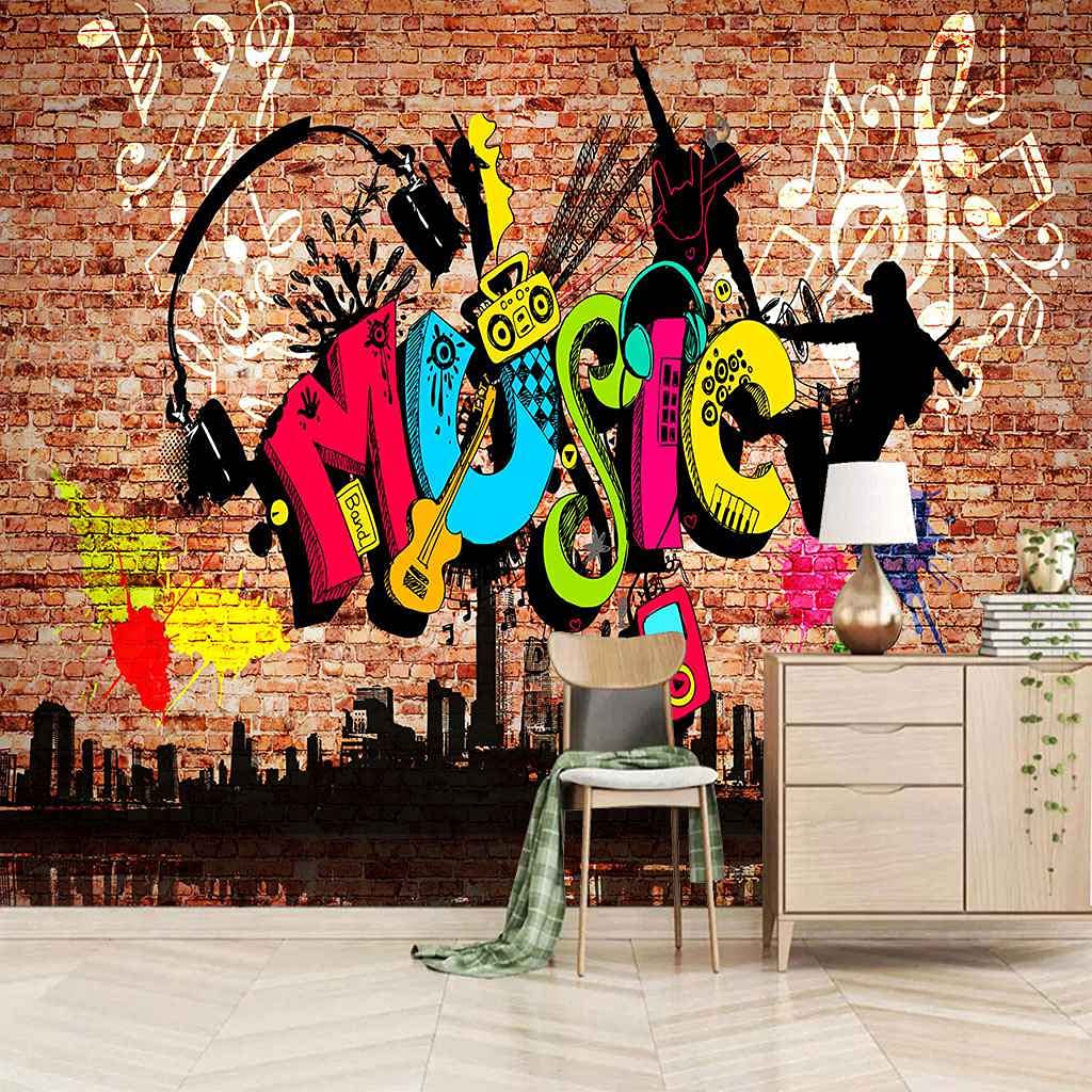 Papier peint panoramique graffiti pour chambre d'ado et salon moderne 250x175 cm