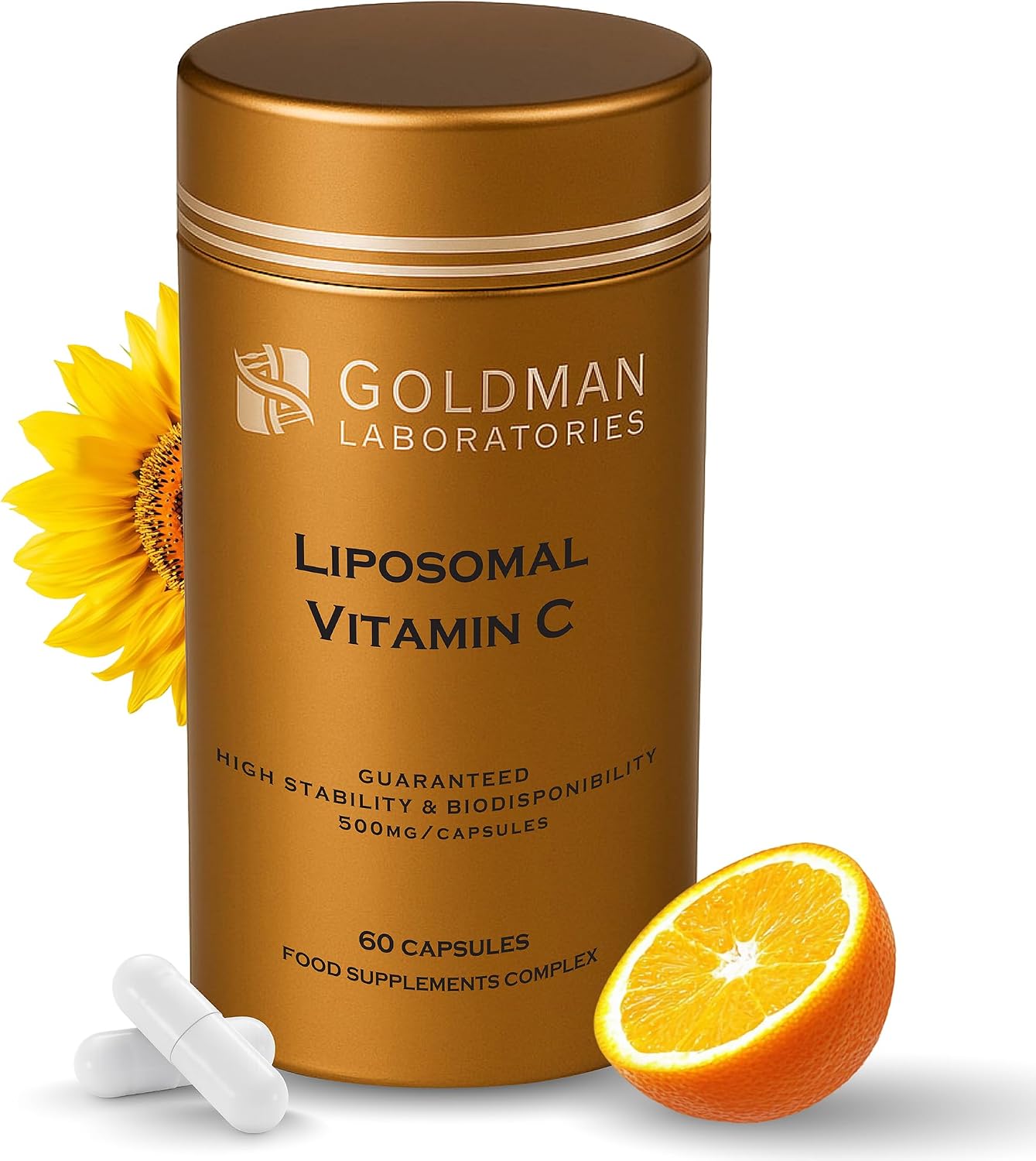 Liposomal Vitamin C 500mg - 60 High Strength Vegetarian Capsules - Max Absorption VIT C for Immune Support & Collagen - Advanced Vitamin C Supplements - Goldman Laboratories