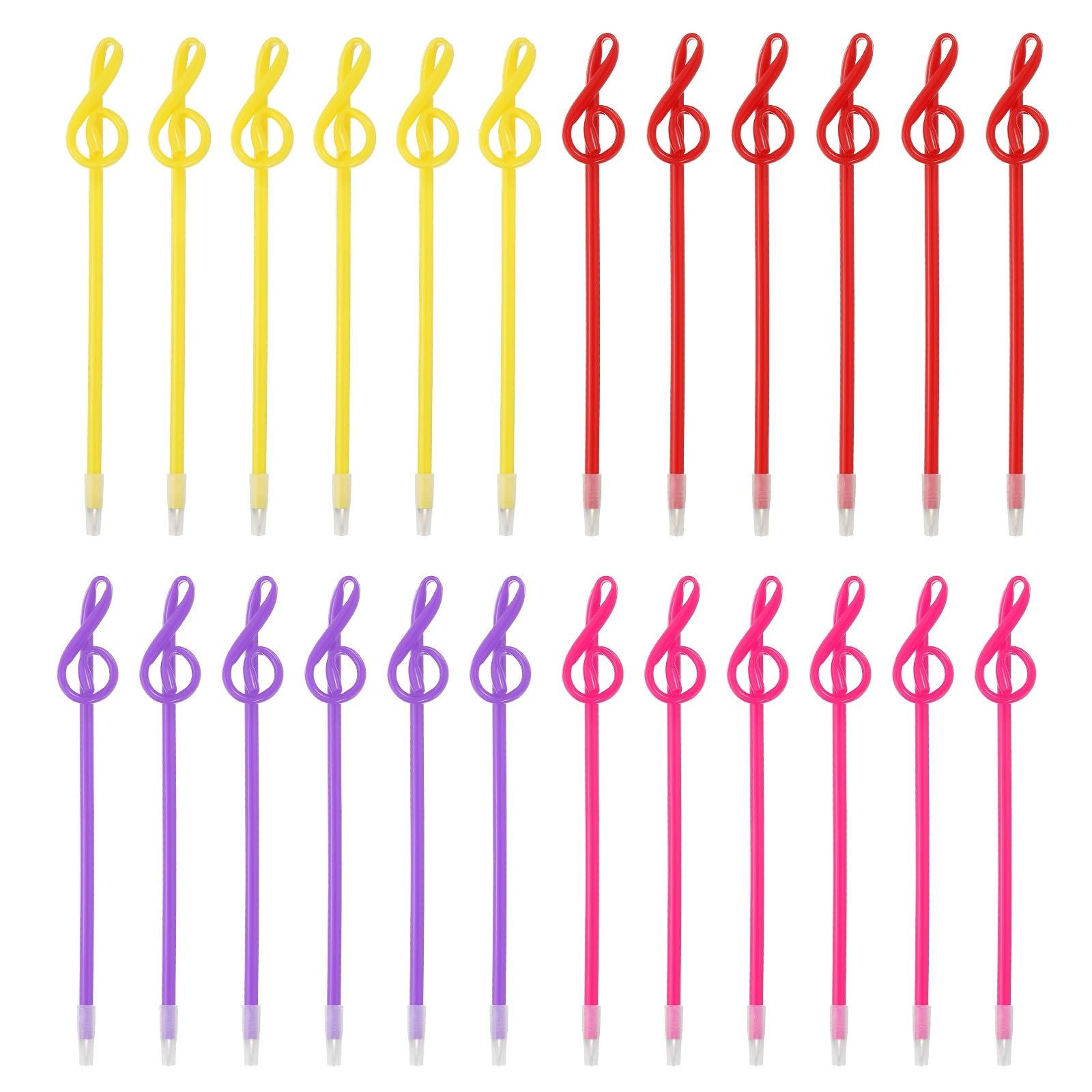 PATIKIL 24pcs Rollerball Pens 1.0mm, Musical Note Ball Point Pens Black Liquid Gel Ink Music Novelty Smooth Writing for Home Office Gifts, Red Yellow Purple Pink