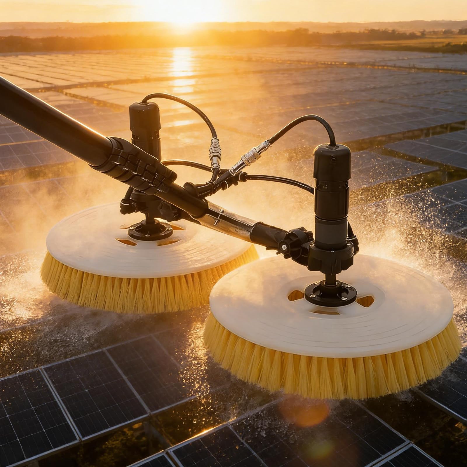 GTHTUHFD Telescopic Double Head Brush, 5.5M Adjustable Pole, Electric Rotary Solar Panel Cleaner For Roof Washing,5.5m