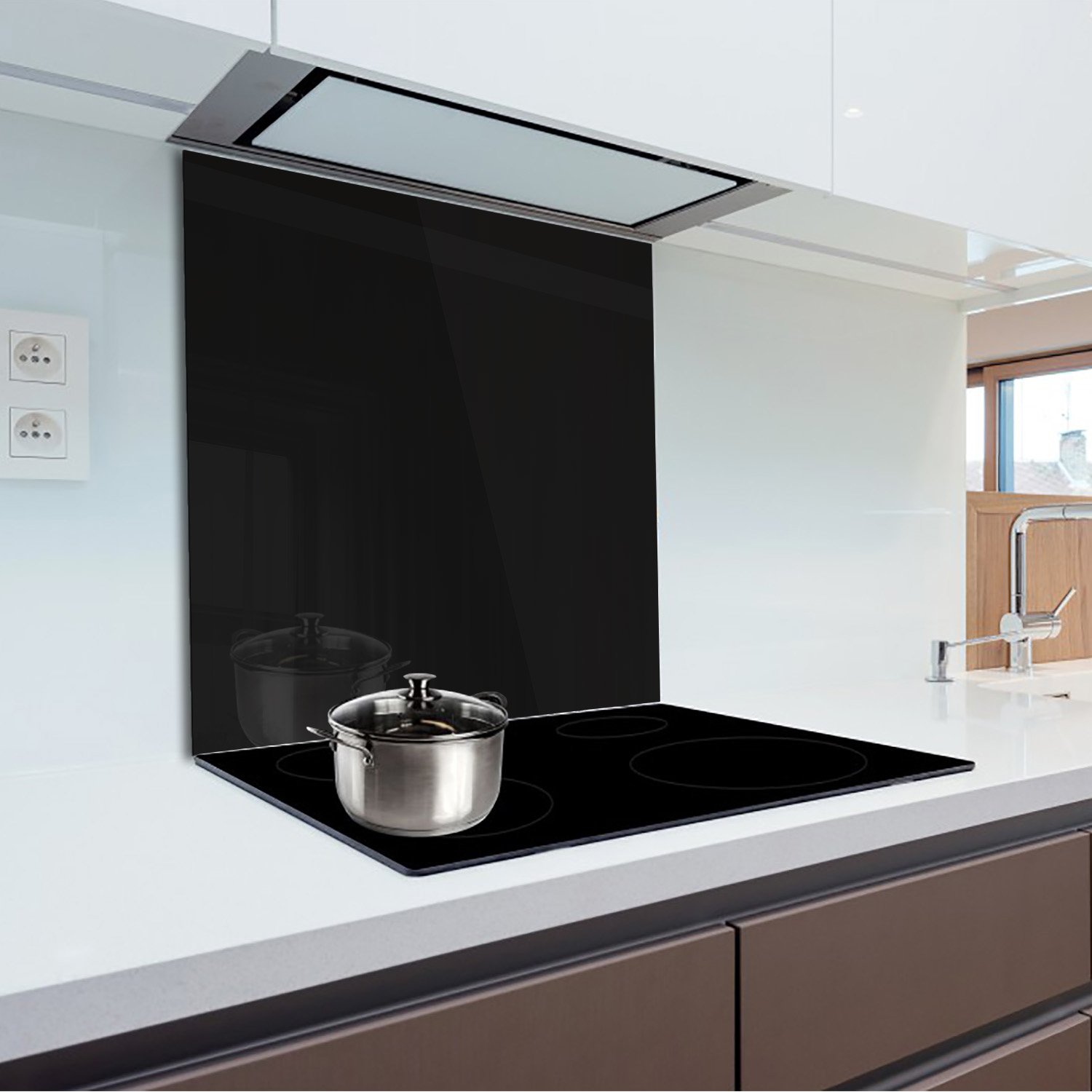 Paraspruzzi Da Cucina In Vetro Temperato Nero 90x40cm - Resistente Al Calore, Facile Da Pulire - Foto 12