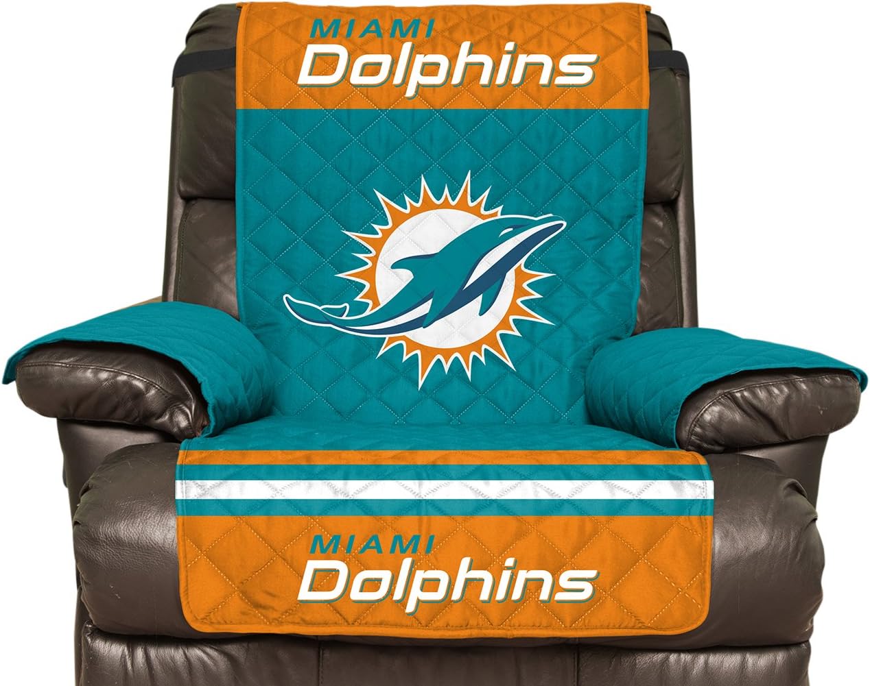NFL Miami Dolphins Recliner Reversible Furniture Protector with Elastic Straps, 80-inches by 65-inches