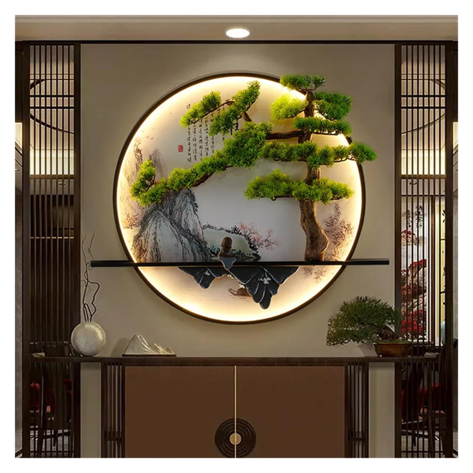 OUFULA Modern Wall Picture Light Inside Creative Chinese Landscape Mural Sconces Lamp LED For Home Living Bedroom Study (Style C D80cm - View #5