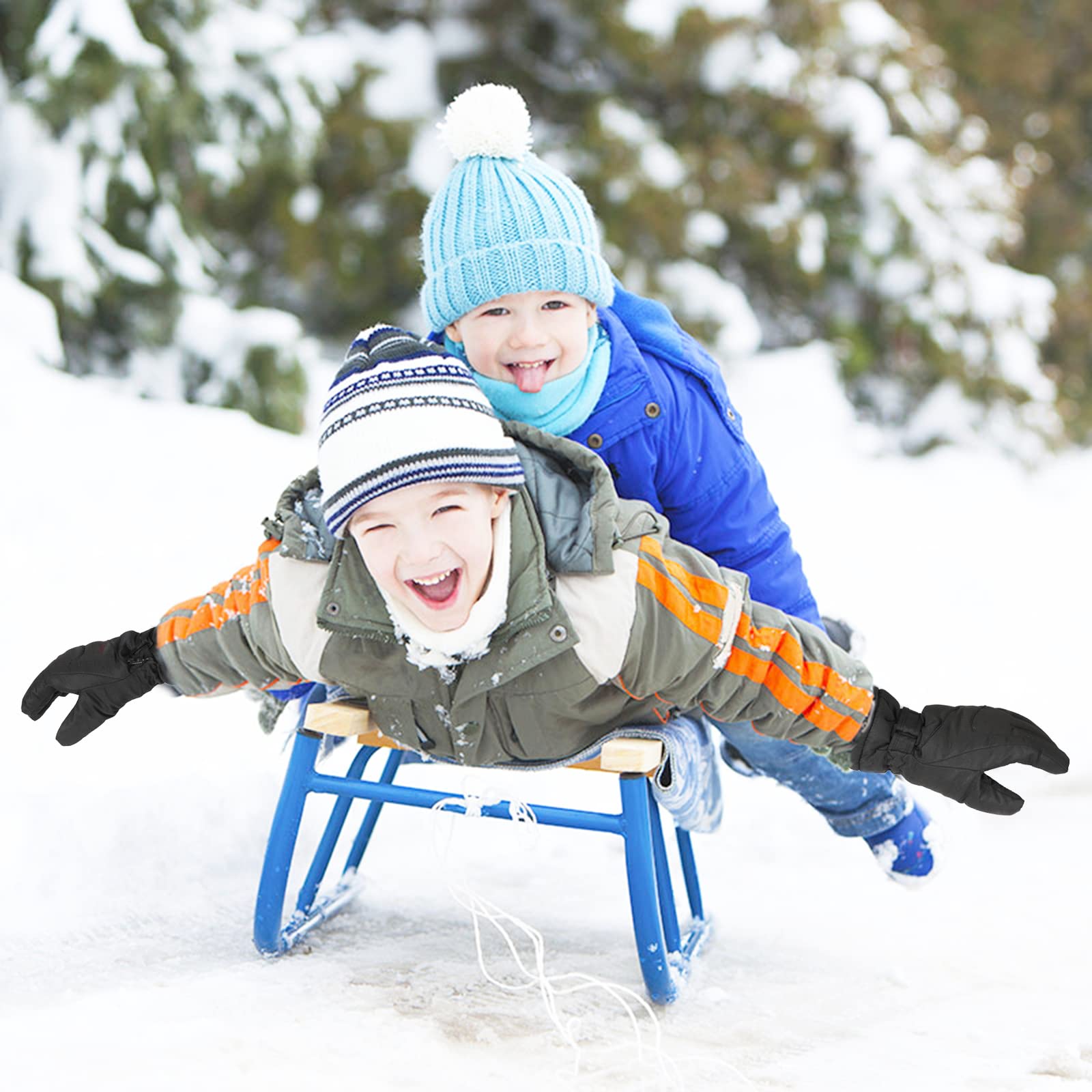 QKURT Guantes de esquí para niños Impermeables Invierno Cálidos Lana Snowboard Nieve Térmicos Aislados