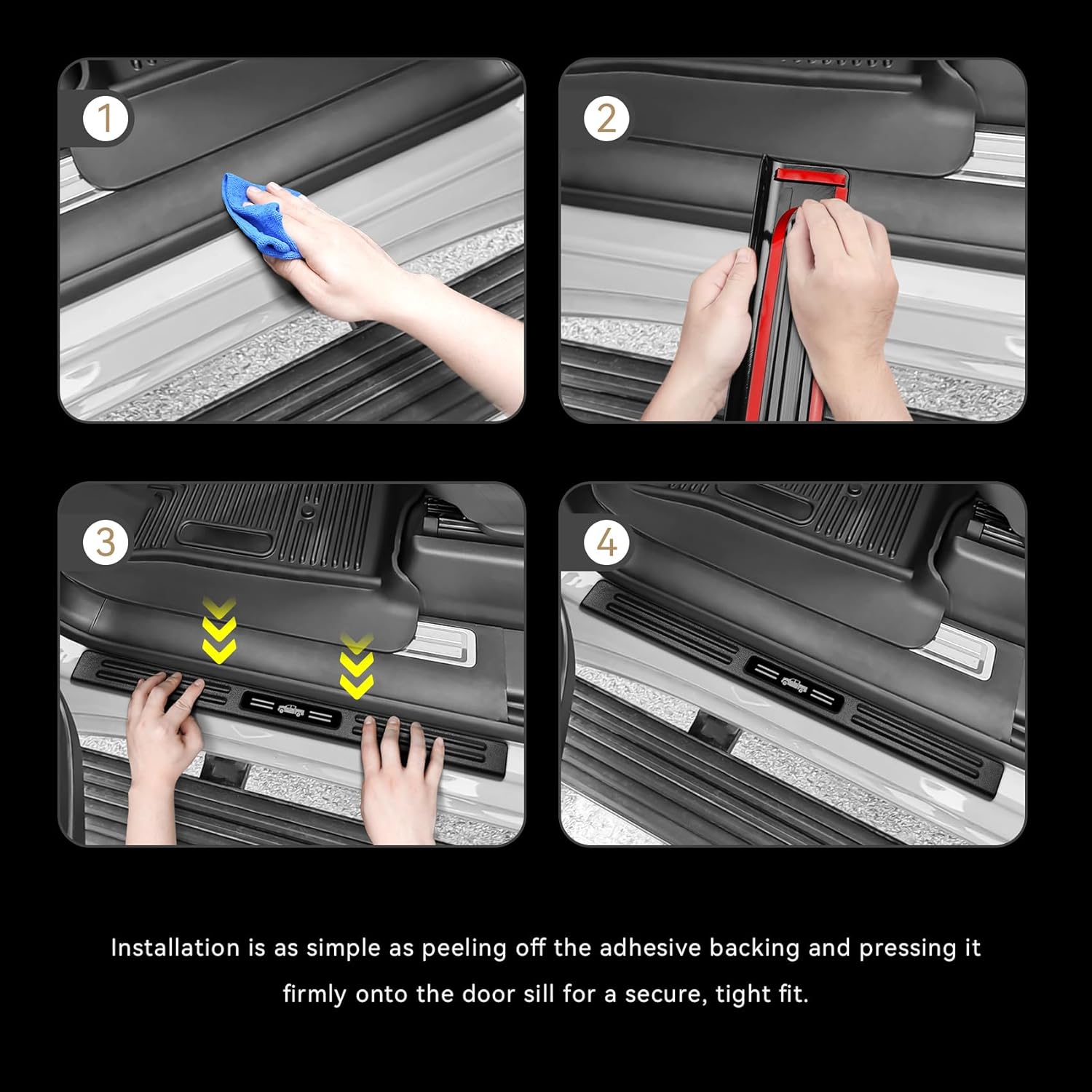 4PCS ABS Door Sill Guards Protector for Chevy Silverado & GMC Sierra 2019-2026 1500 2500 Matte Black Front and Rear Door Sill Protector Entry Guard Car Pedal Kick Protection Accessories