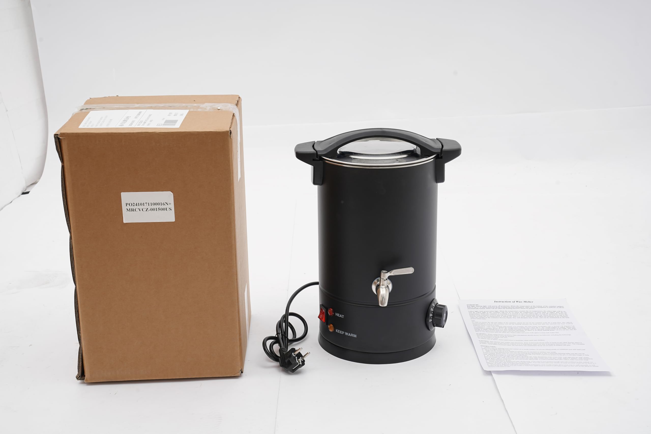 Forno a cera per fusione, 8 l, forno per la depilazione, 1800 W, in acciaio inox 304, rubinetto, antiessiccazione, 30 – 110 °C, fondo rotondo, per salone di bellezza e uso domestico, attacco 1,76 gal