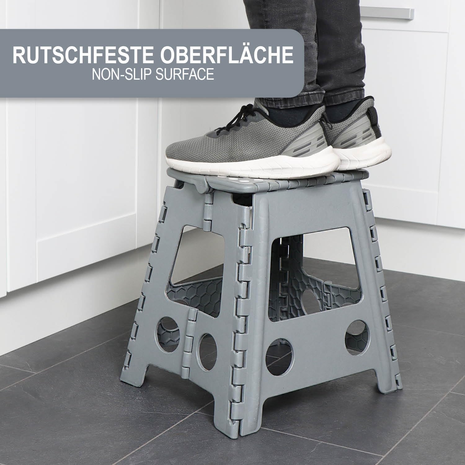 COM-FOUR® folding step with rubber studs XXL, foldable step stool, portable climbing aid for household - Image 2