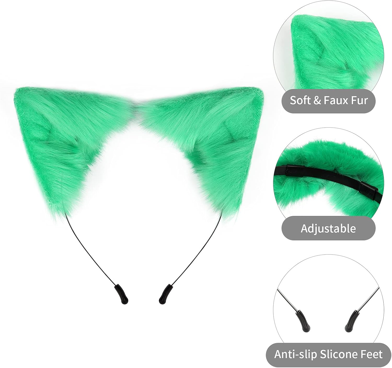COSYEARS Handmade Fox Wolf Ears Headband and Faux Fur Tail for Halloween Party Costume Accessories image 4