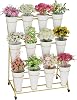 Flower Stand, 3 Tier Flower Display Stand with 12 Buckets, Upgrade Double Circle No Shaking, Outdoor Flower Cart with Wheels for Home, Patio, Garden, Shop, Wedding, Party, Exhibition, Indoor (Gold)