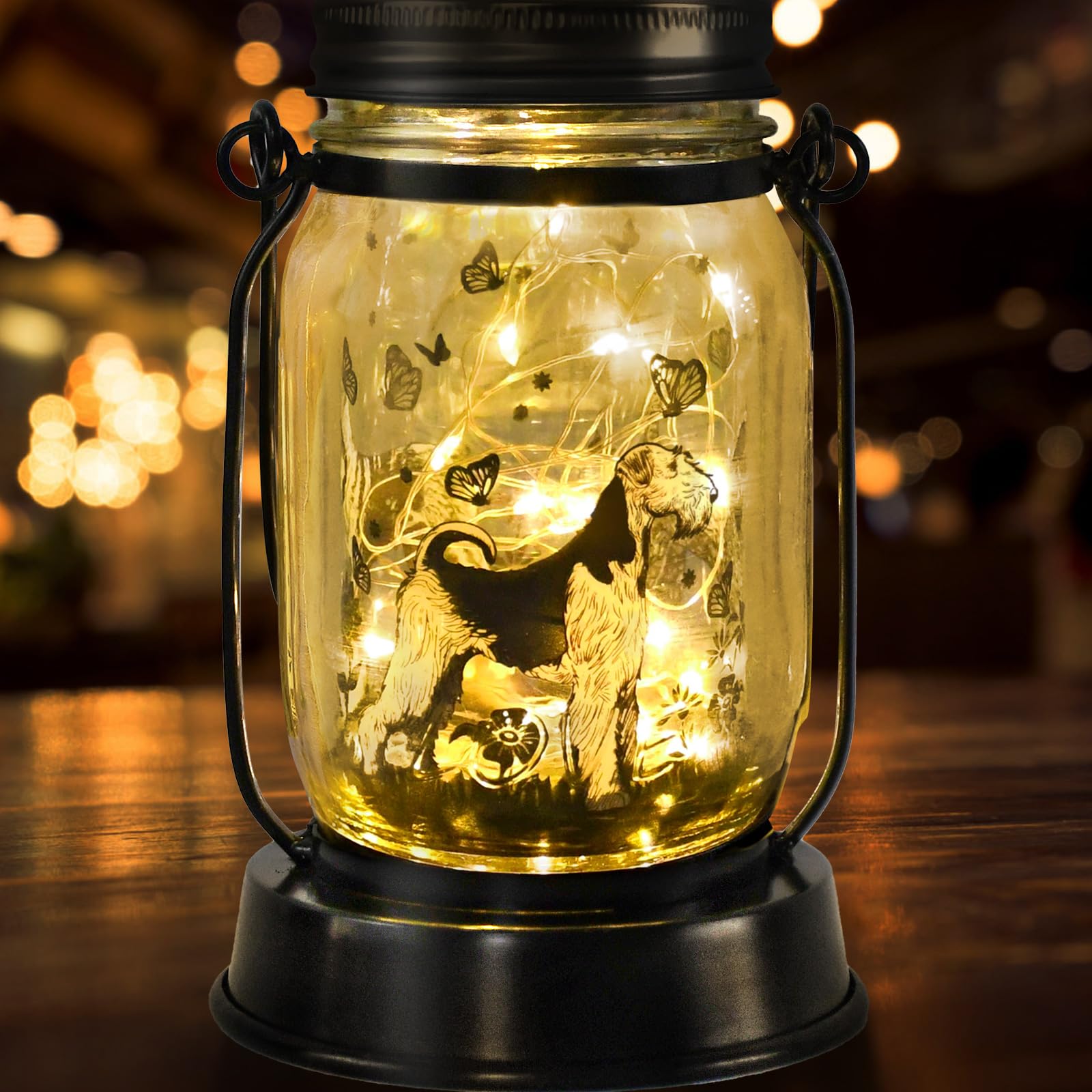Kerry Blue Terrier Dog Gifts for Women/Men, Pet Solar Lanterns Terrier Dog Lovers Lantern Pet Loss Dog Memorial Lights Solar Garden Decoration for Yard,Patio,Backyard,Torches Light