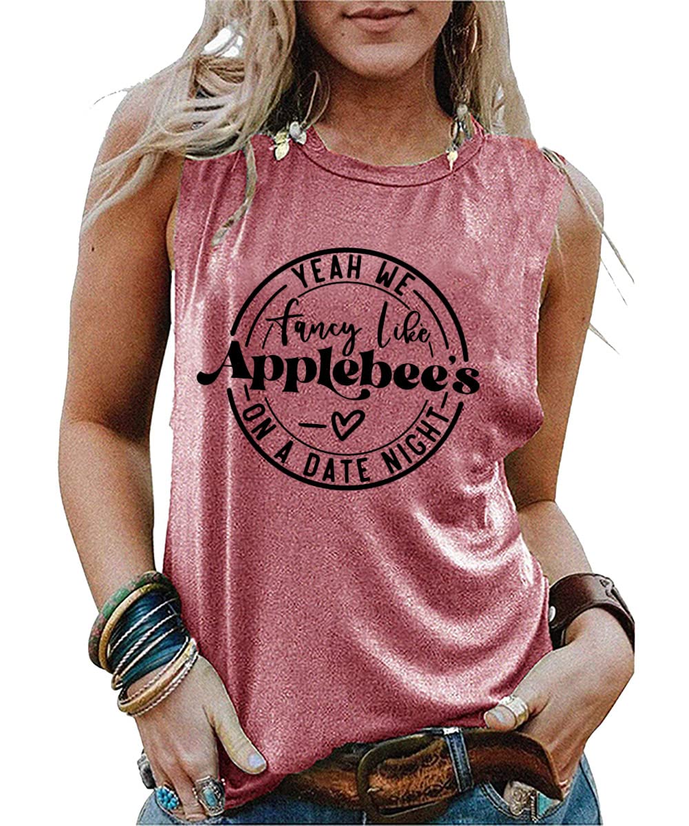 Country Music Tanks Top for Womens Yeah We Fancy Like Applebees Tank Tops Casual Summer Sleeveless T Shirts