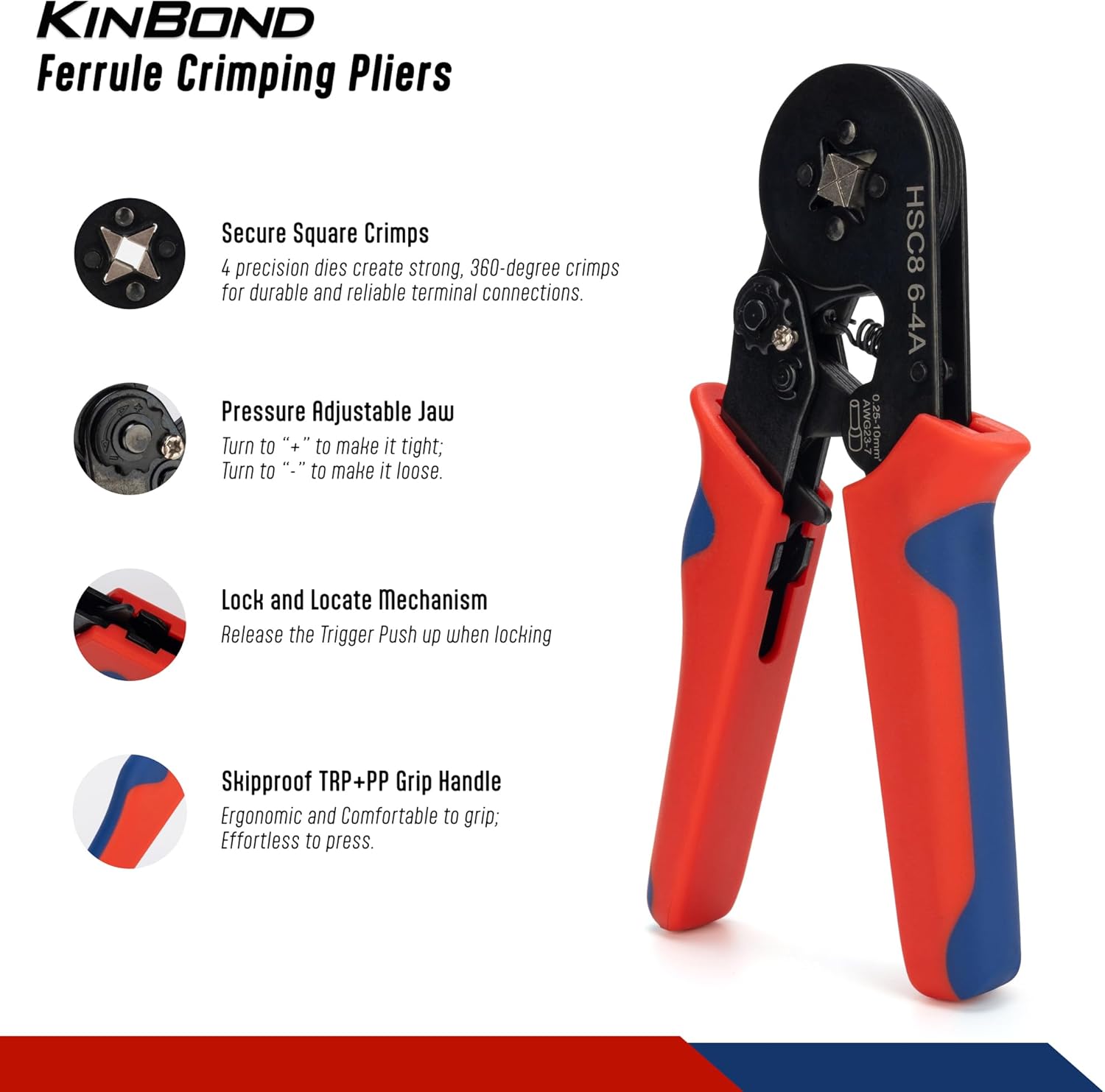 Crimping Tool Kit, Self-Adjustable Wire Ferrule Crimper, Red and Black, AWG23-7, 1200 Pieces, 8.5x3.5 Inch Ratchet Pliers for Electrical Terminals