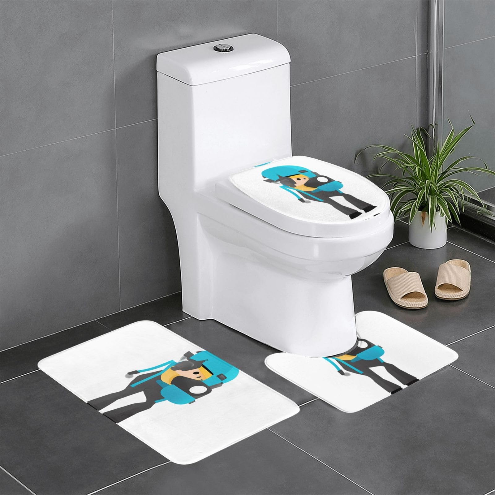 Tapis de salle de bain antidérapants lot de 3 pour éviter les glissades devant le WC