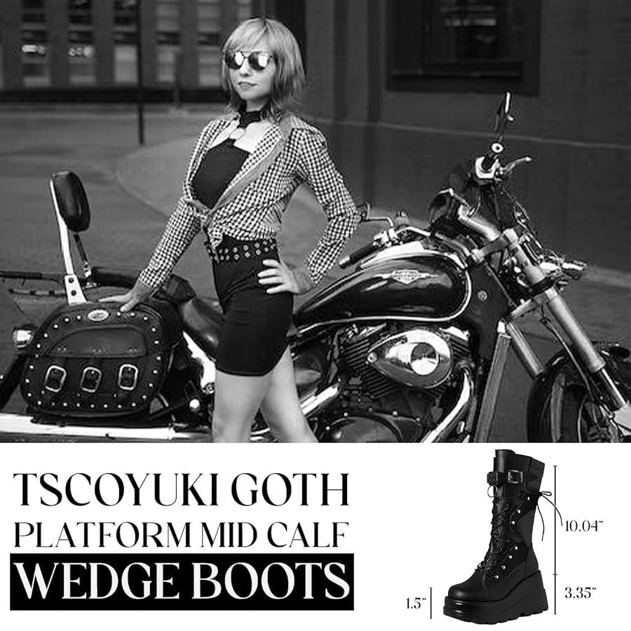 Amazon.com | Tscoyuki Womens Goth Platform Boots Chunky