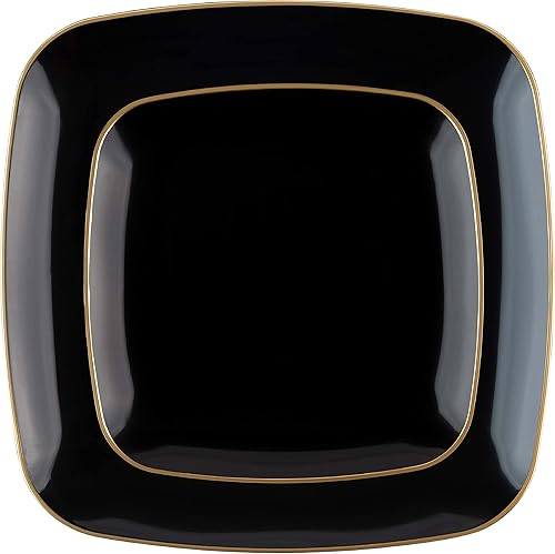 Miniatura 26 de PLASTICPRO El juego de platos cuadrados de 32 piezas incluye platos de ensalada de 16 x 7 pulgadas y platos llanos de 16 x 10 pulgadas, platos