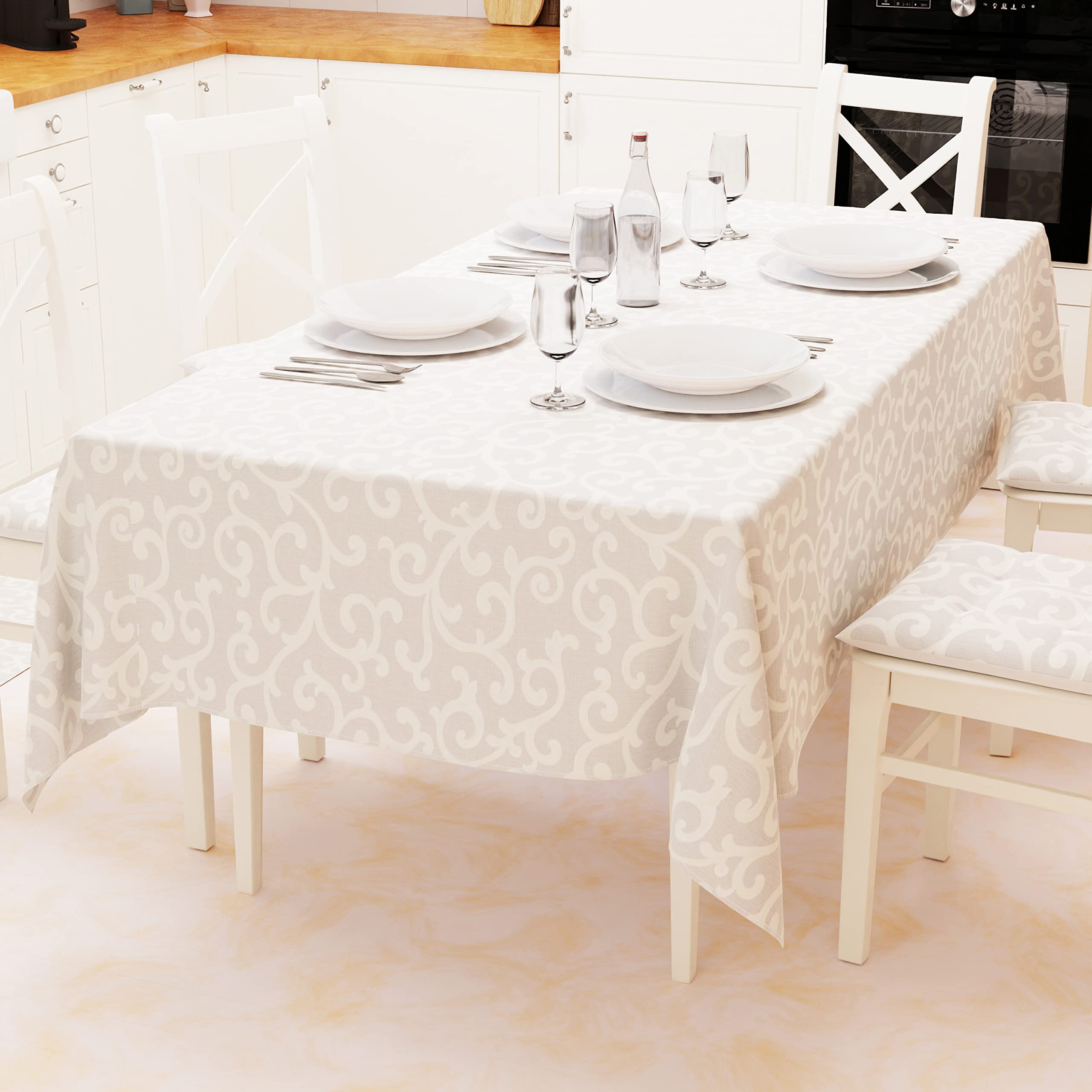 Nappe de cuisine en coton 12 places pour protéger grande table PETTI