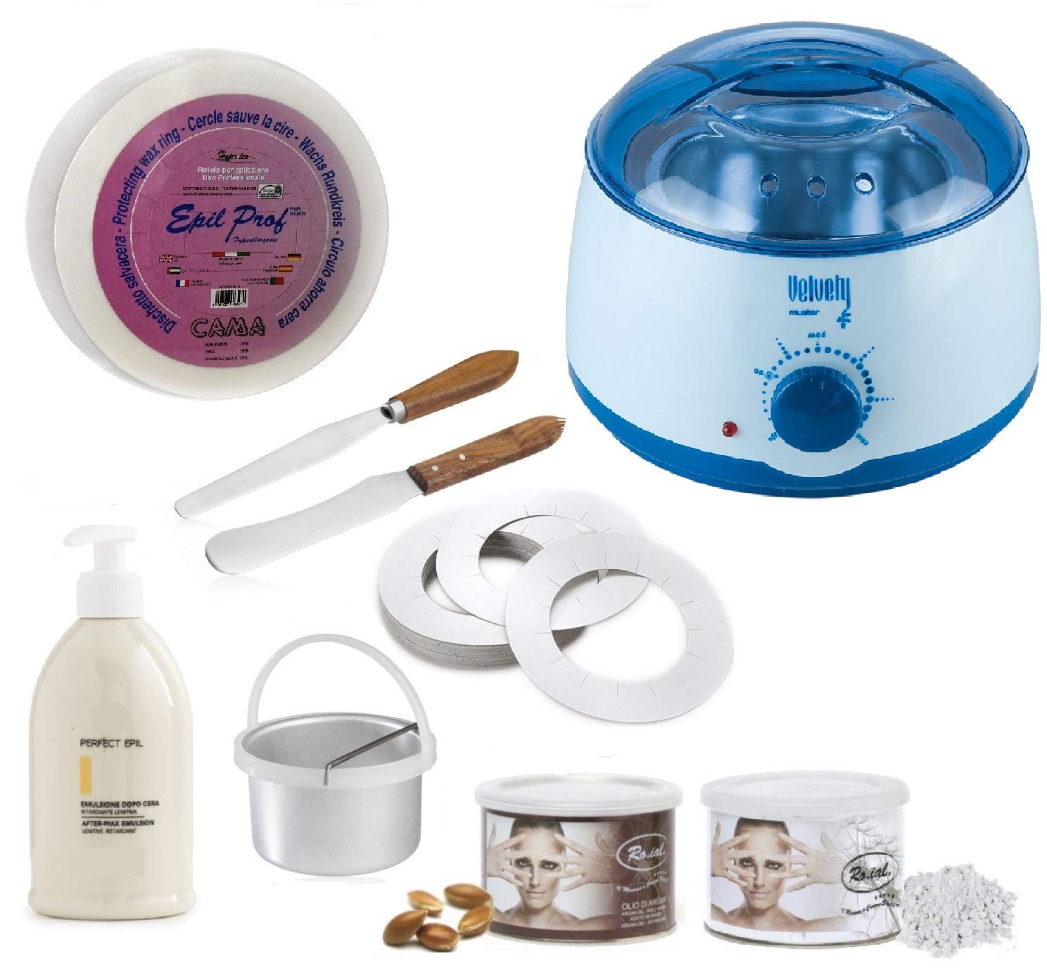 Kit Epilazione Professionale Move - Scaldacera + Cera Liposolubile 400ml + Spatola in Acciaio + Latte Post Epilazione + Rotolo Strappacera