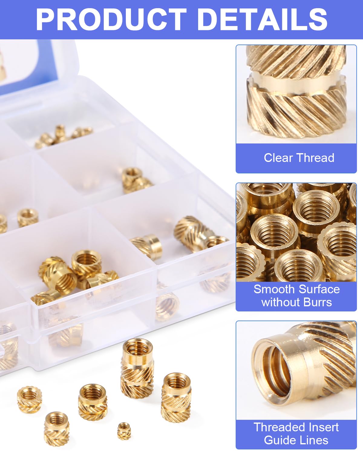 Lot De 300 Inserts Filetés En Laiton - Tailles M2 à M6, Pour Renforcement Filetage