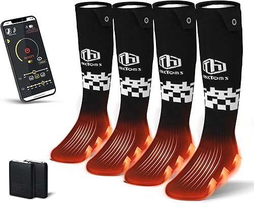 ThxToms Calcetines térmicos eléctricos para hombres y mujeres, calcetines de calefacción de batería recargable de 5000 mAh con control de