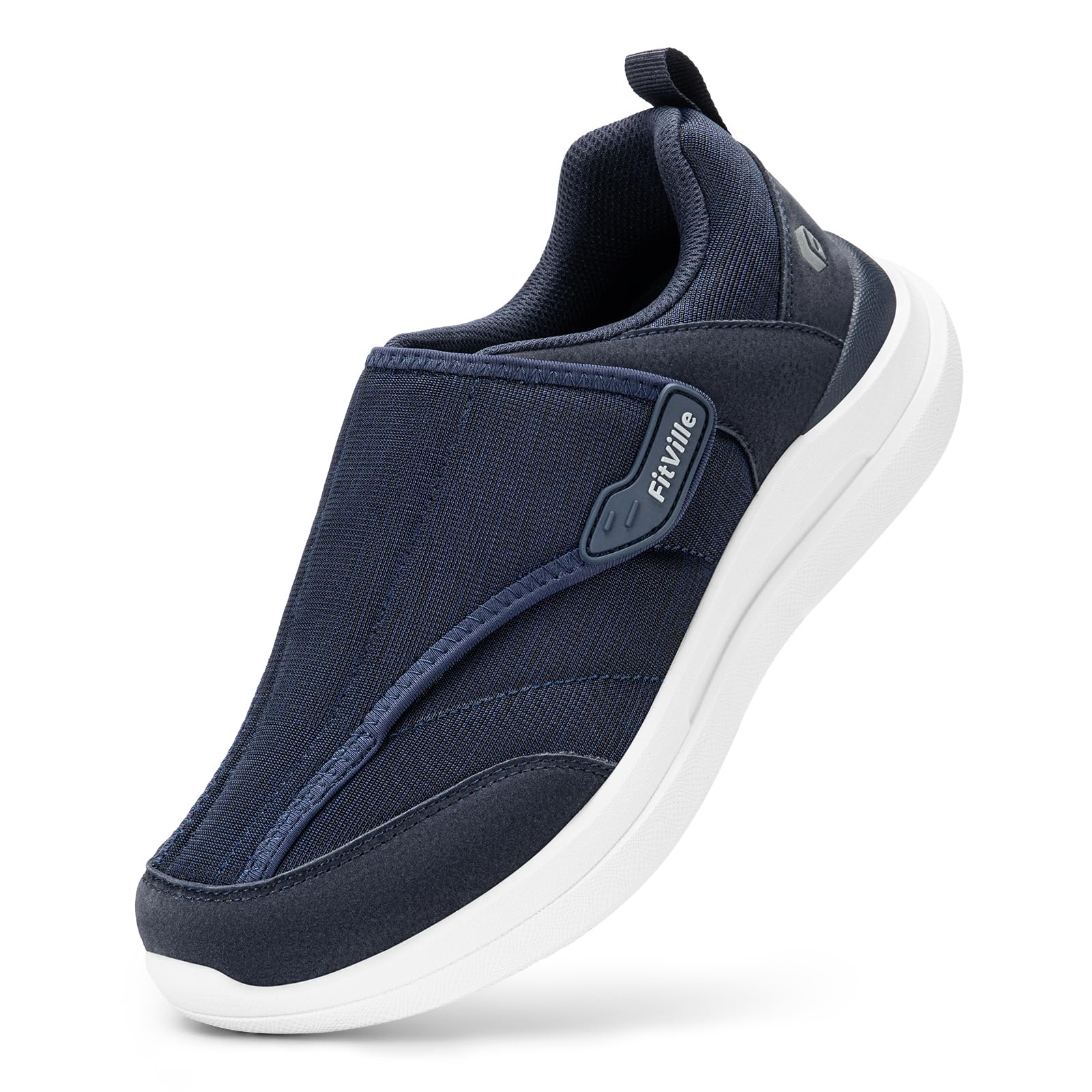 FitVille Diabetic Shoes for Men, Extra Wide Pain Relief Swelling Shoes, Adjustable Strap for Sensitive Feet, All-Day Comfort for Walking & Work,